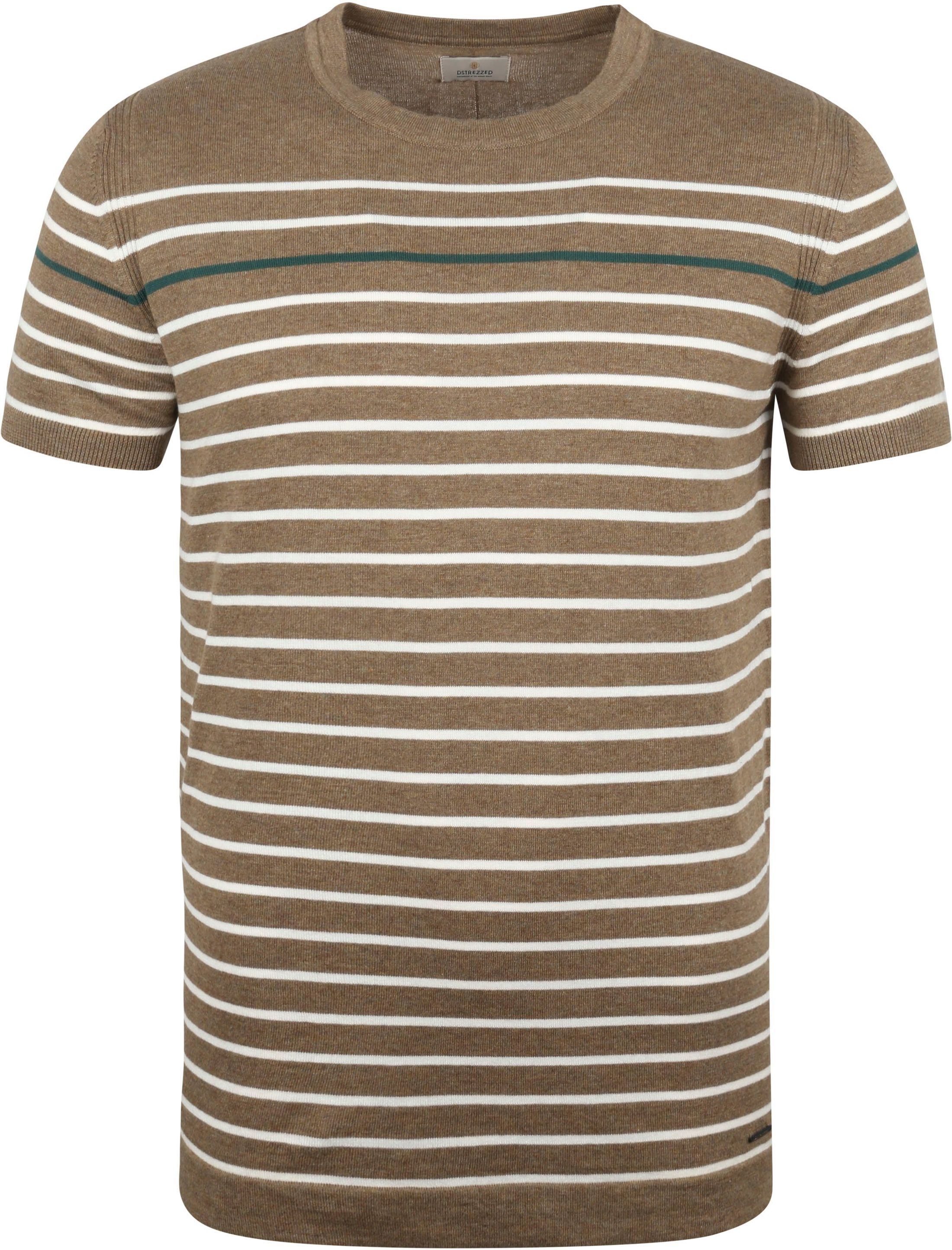 Dstrezzed T Shirt Contrast Stripes Brown size L
