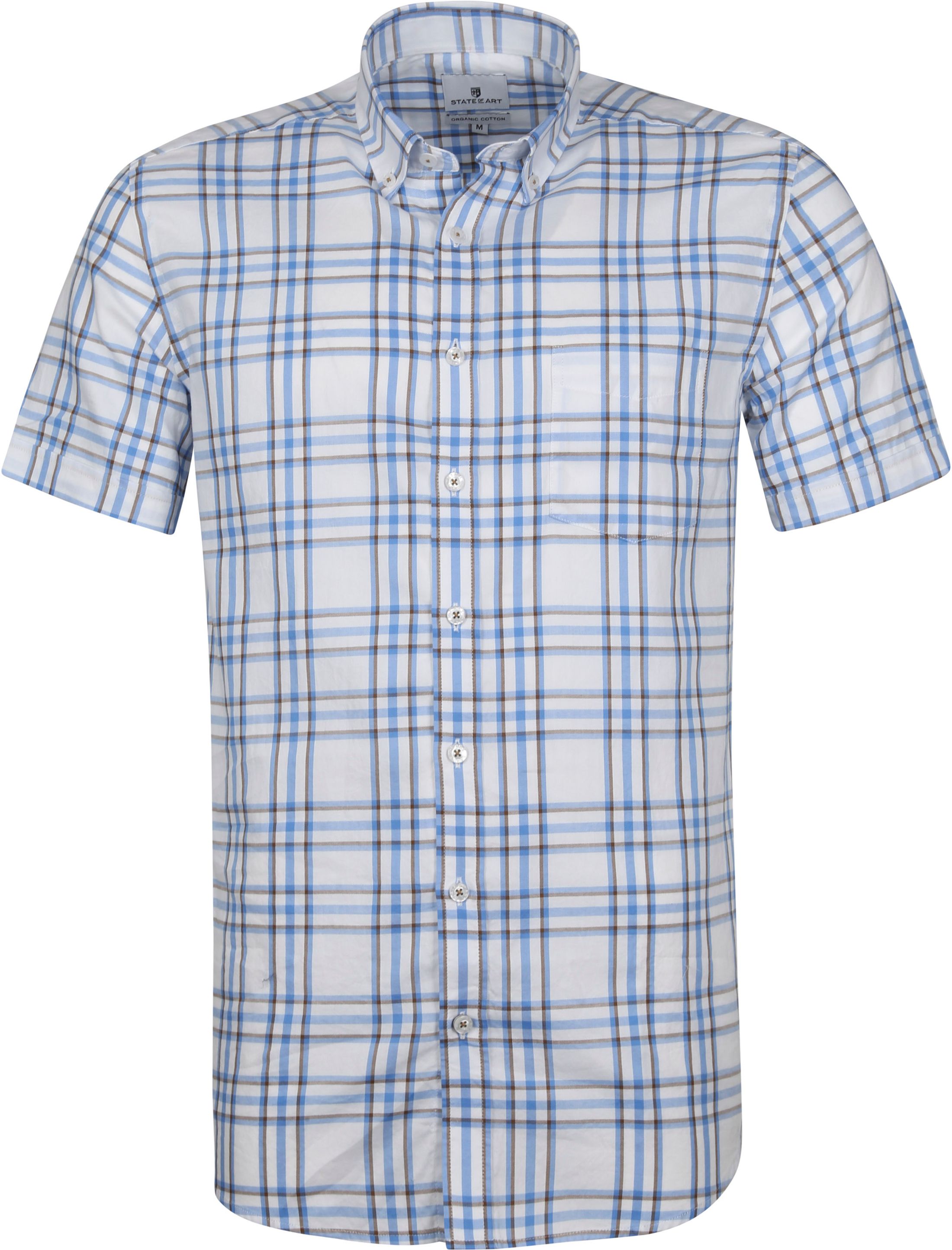 State Of Art Chemise A Carreaux Manches Courtes Bleu taille L