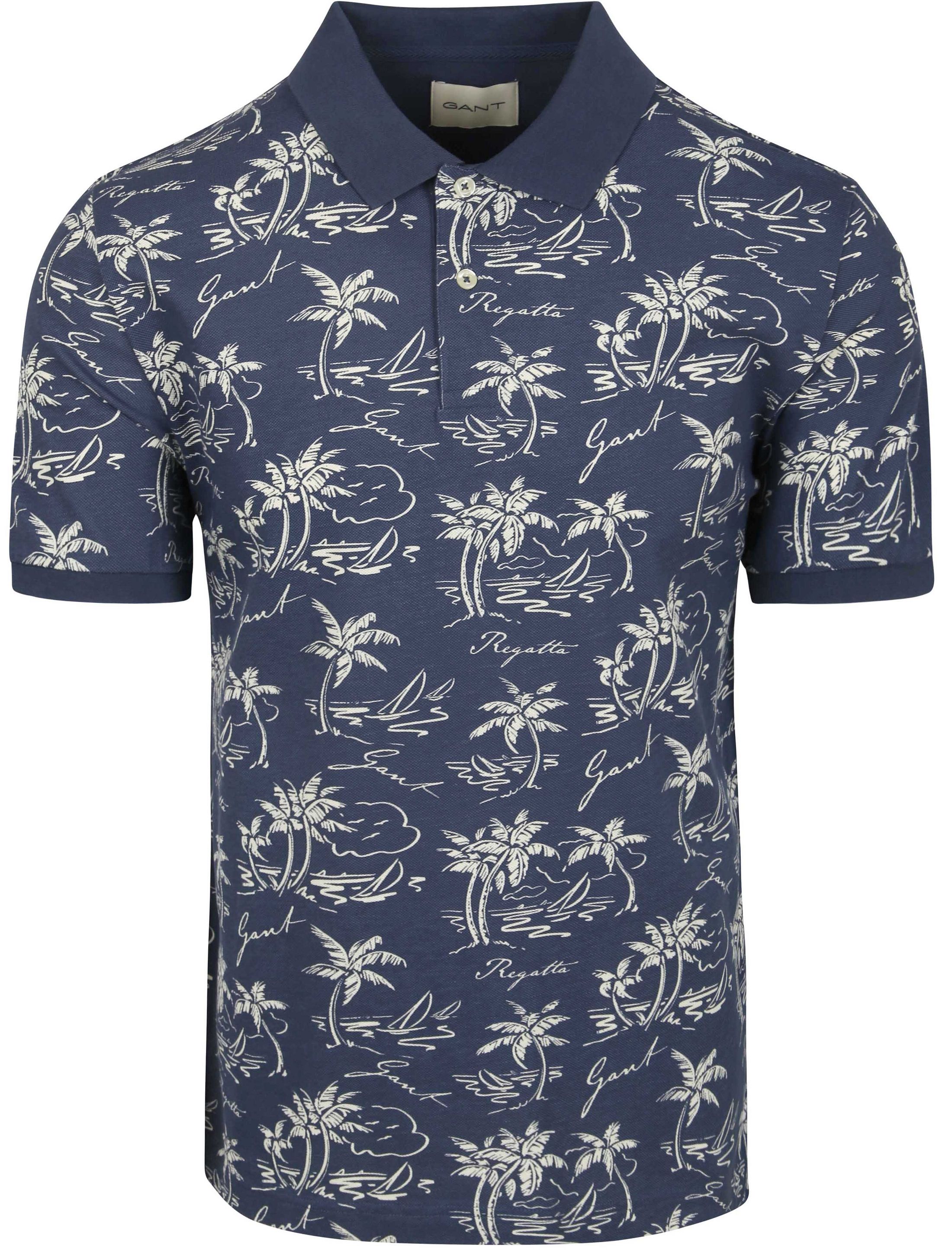 Gant Polo Shirt Palm Print Dusty Navy 2014058-401 order online | Suitable