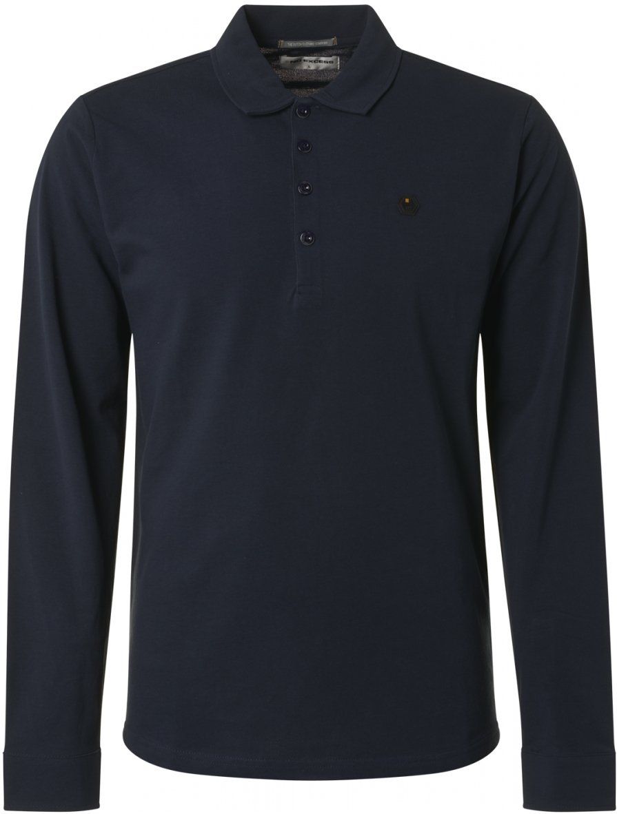 No-Excess LS Pique Polo Shirt Dark Dark Blue Blue size 3XL
