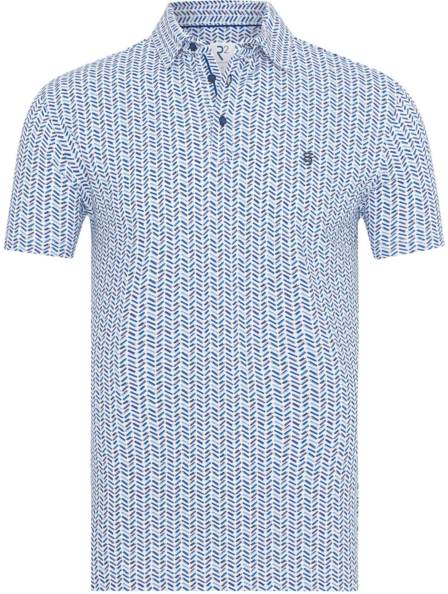 R2 Amsterdam Polo Piqué Impression Bleu 124.POLO.006-014 commander en ligne | Suitable