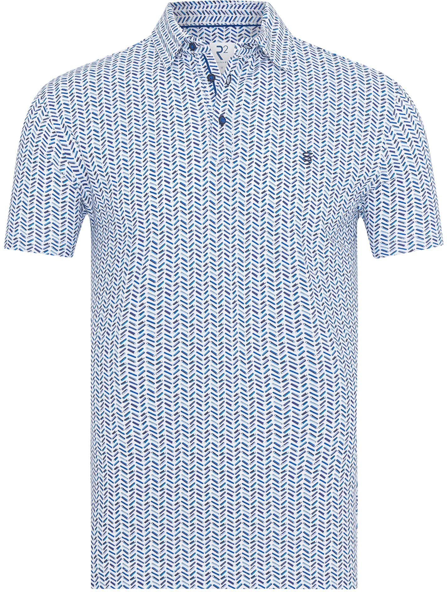 R2 Amsterdam Polo Shirt Piqué Print Blue order online | 124.POLO.006-014 | Suitable Slovenia