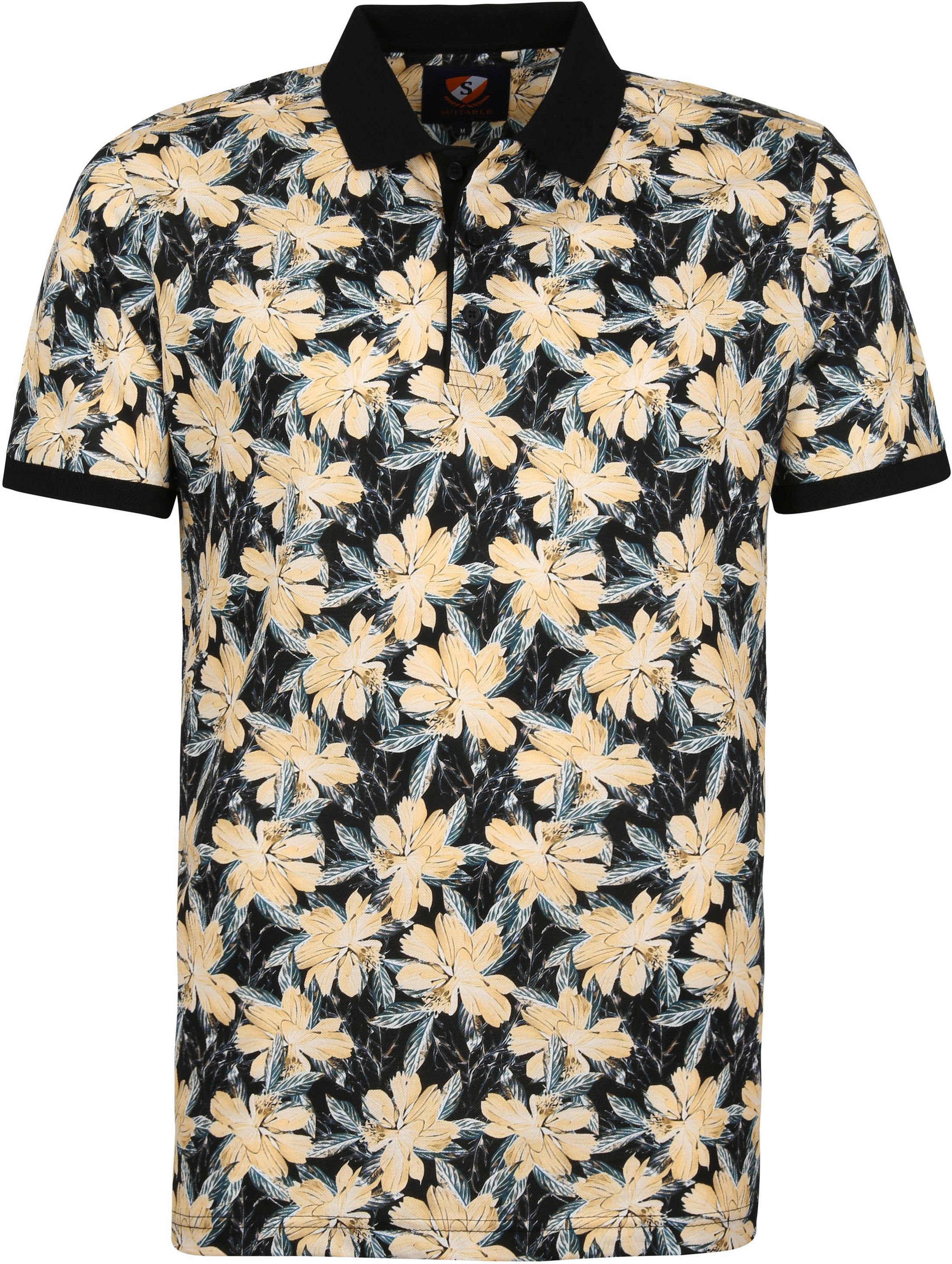 Suitable Polo Floral Foncé Navy Multicoloré Bleu Bleu foncé taille L