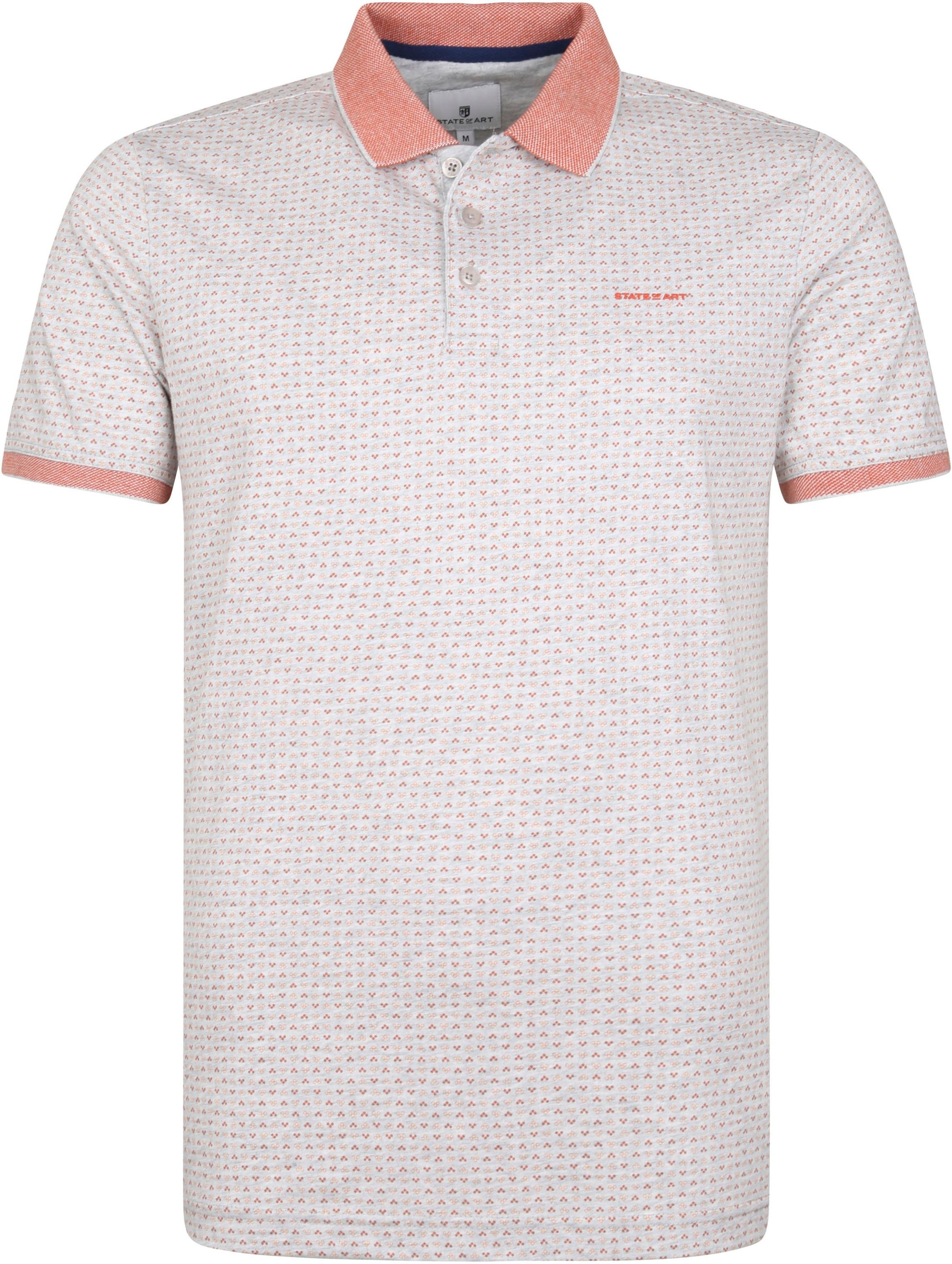 State Of Art Polo Shirt Print Grey Red Orange size L