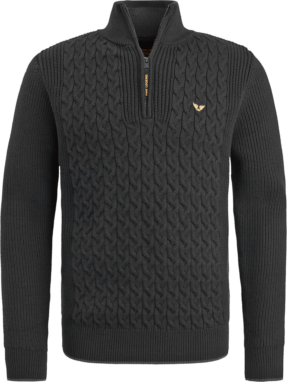 PME Legend Knitted Half Zip Pullover Cable Black order online | PKW2410305-999 | Suitable Norway