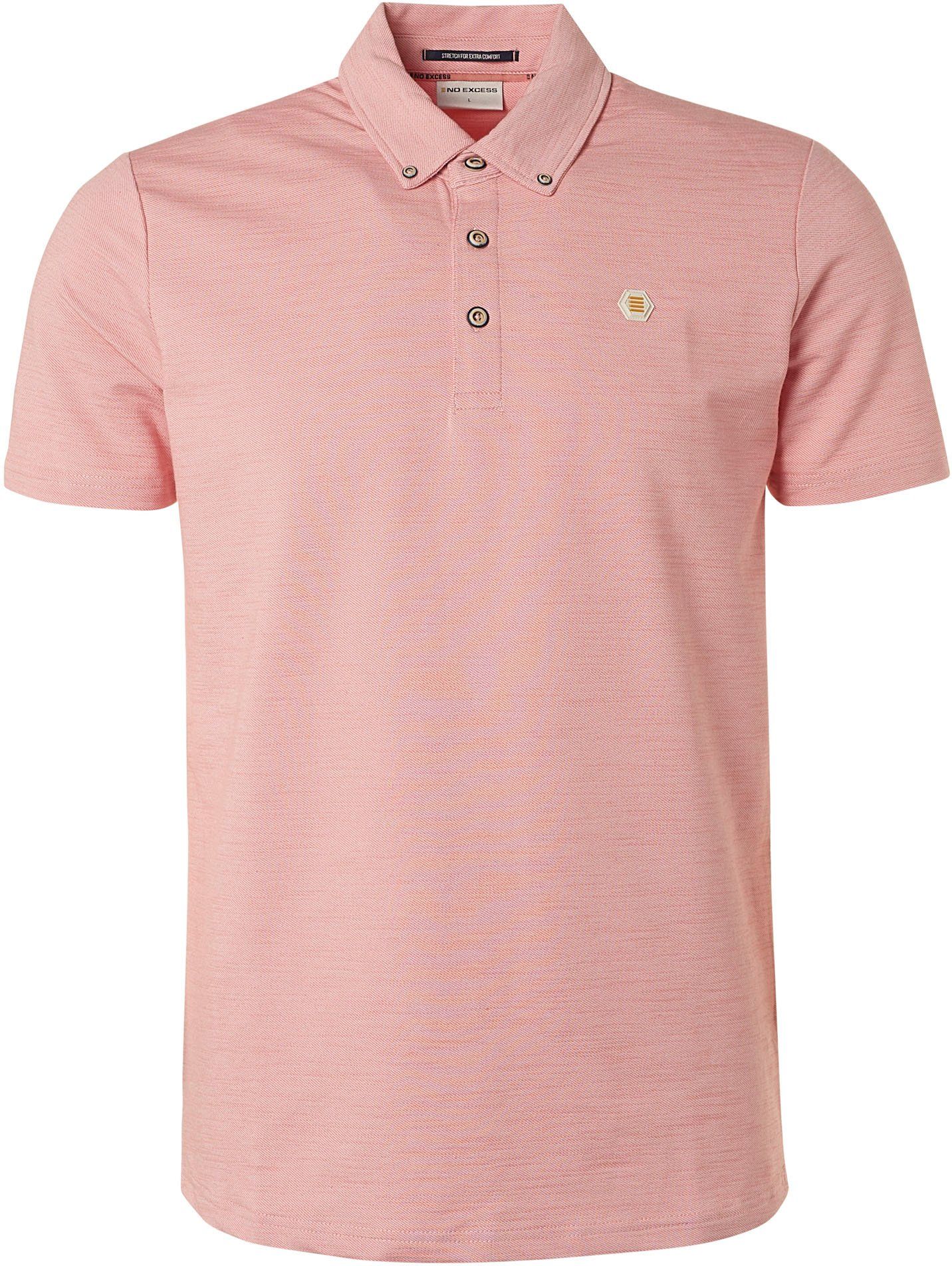 No-Excess Pique Polo Shirt Melange Pink size 3XL