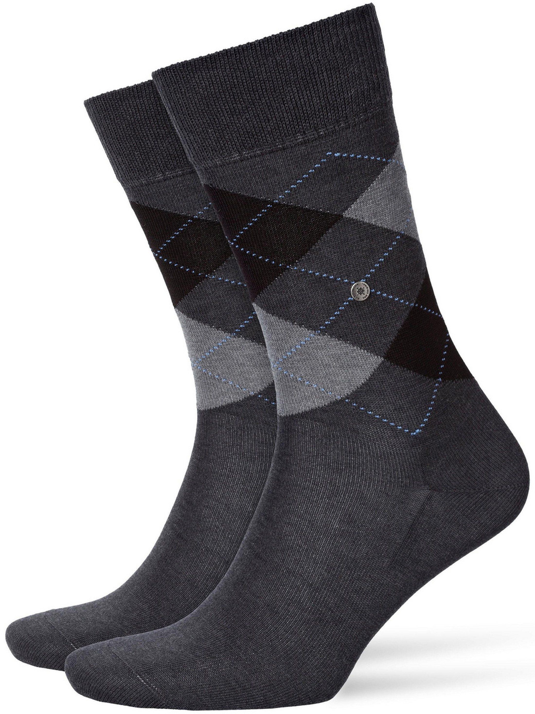 Burlington Socks Checkered Cotton 3095 Dark Grey Grey size 40-46
