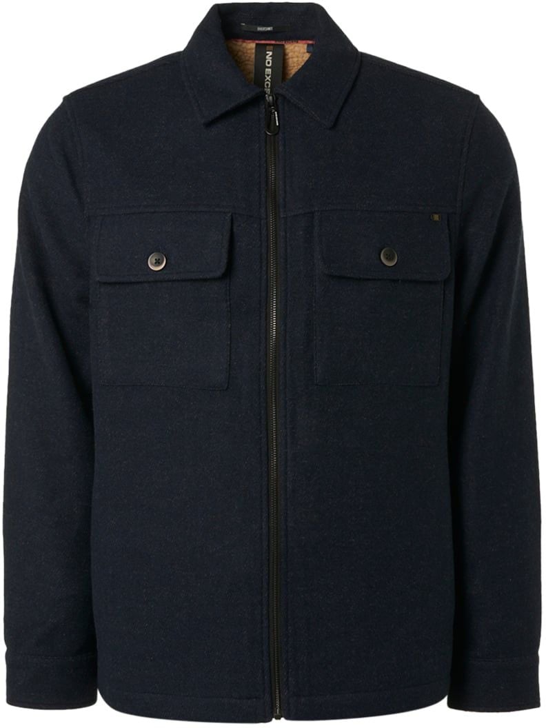 No-Excess Overshirt Wool Mix Navy Blue Dark Blue size L