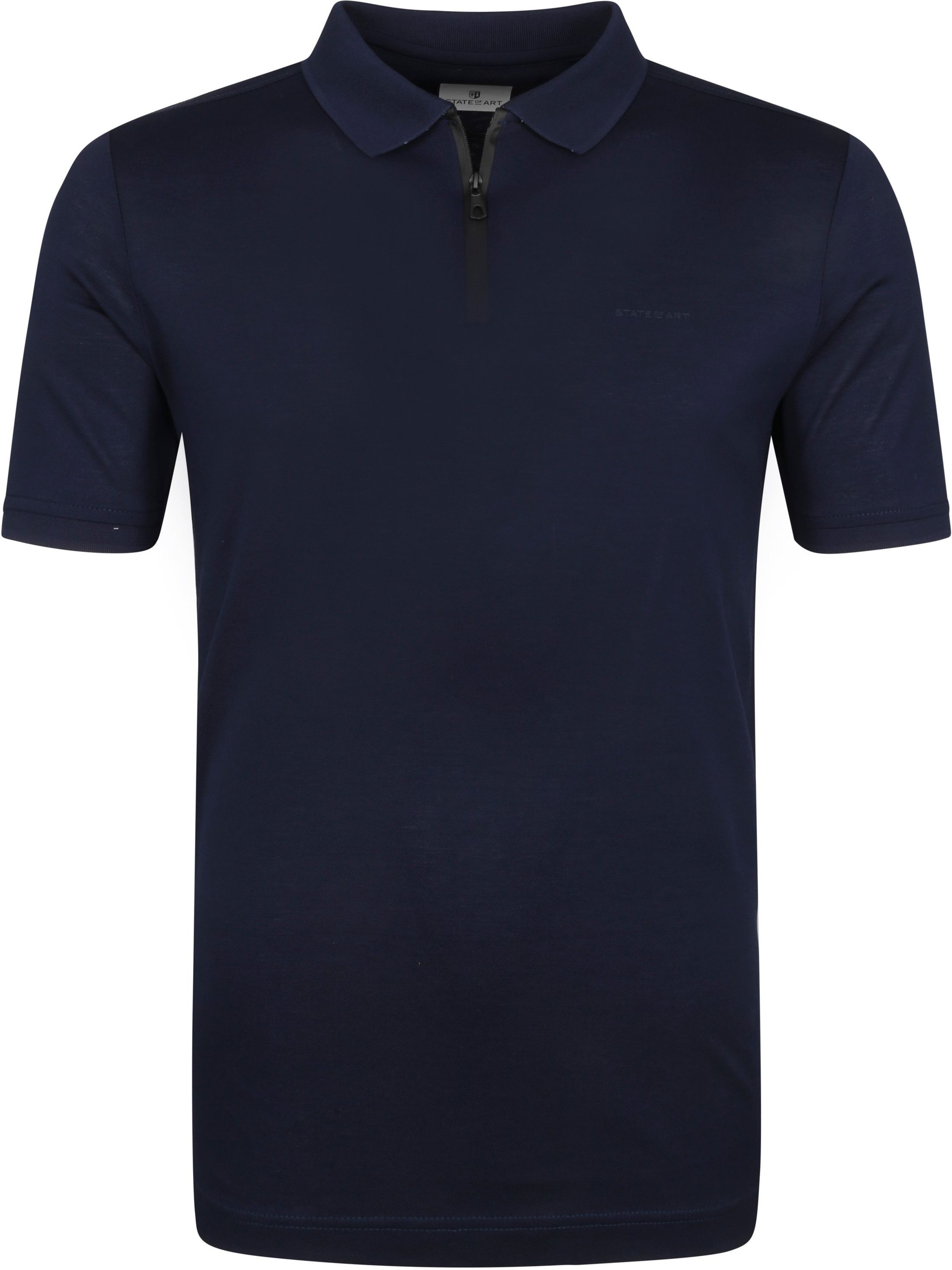 State Of Art Mercerized Pique Polo Shirt Zipper Dark Dark Blue Blue size L