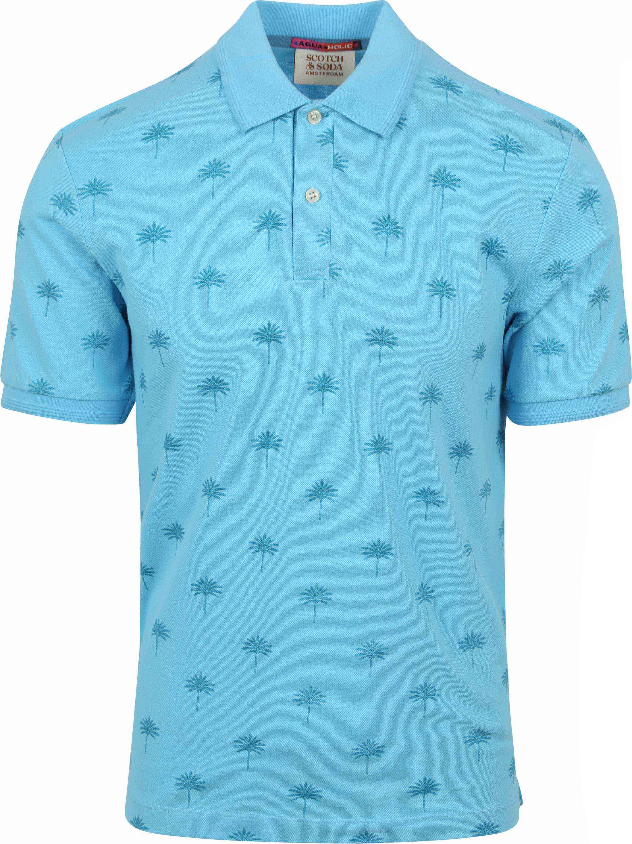 Scotch and Soda Polo Shirt Palm Trees Blue 175661-3558 order online | Suitable