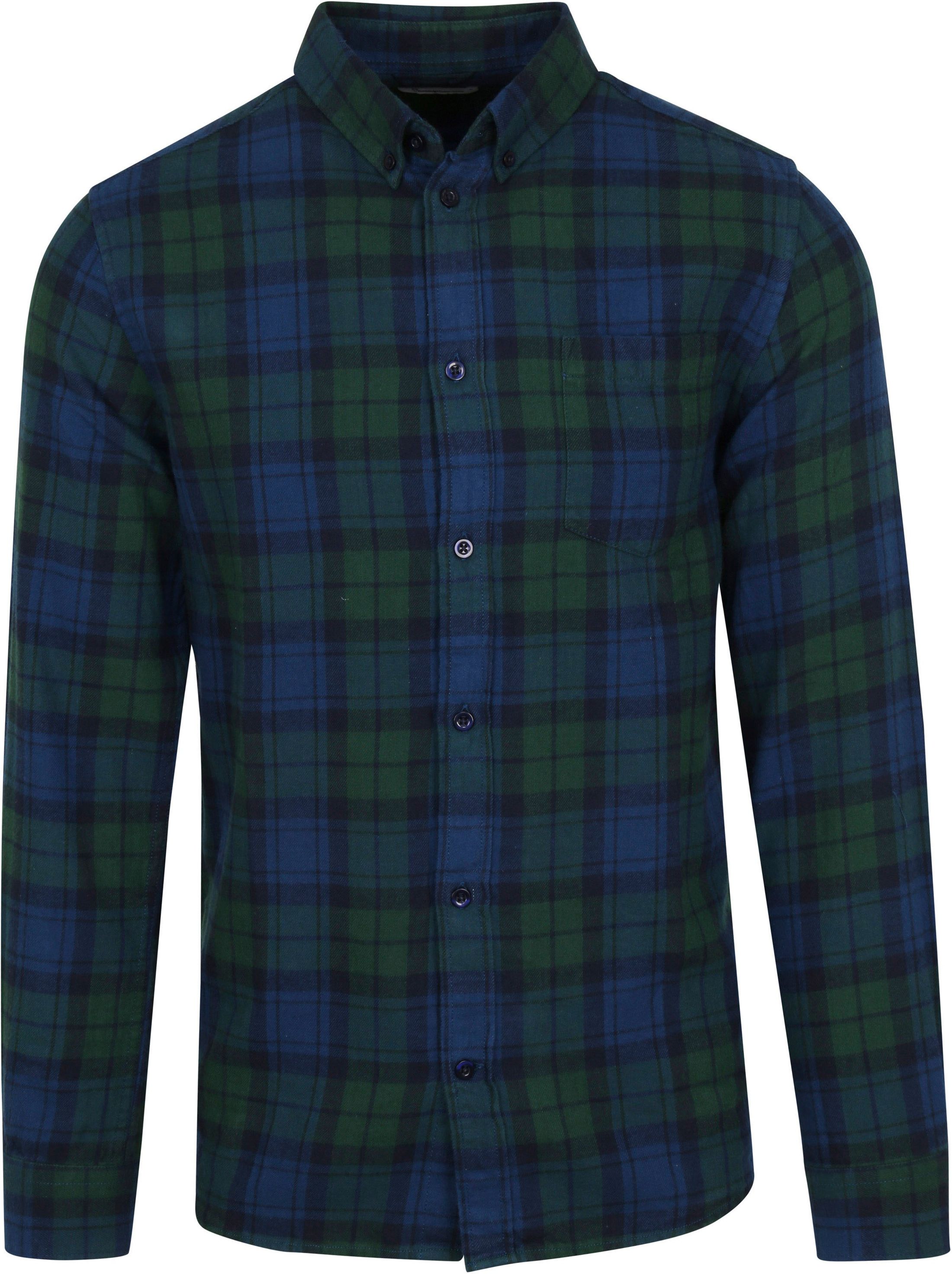 KnowledgeCotton Apparel Flannel Shirt Checkered Dark Dark Green Green size L