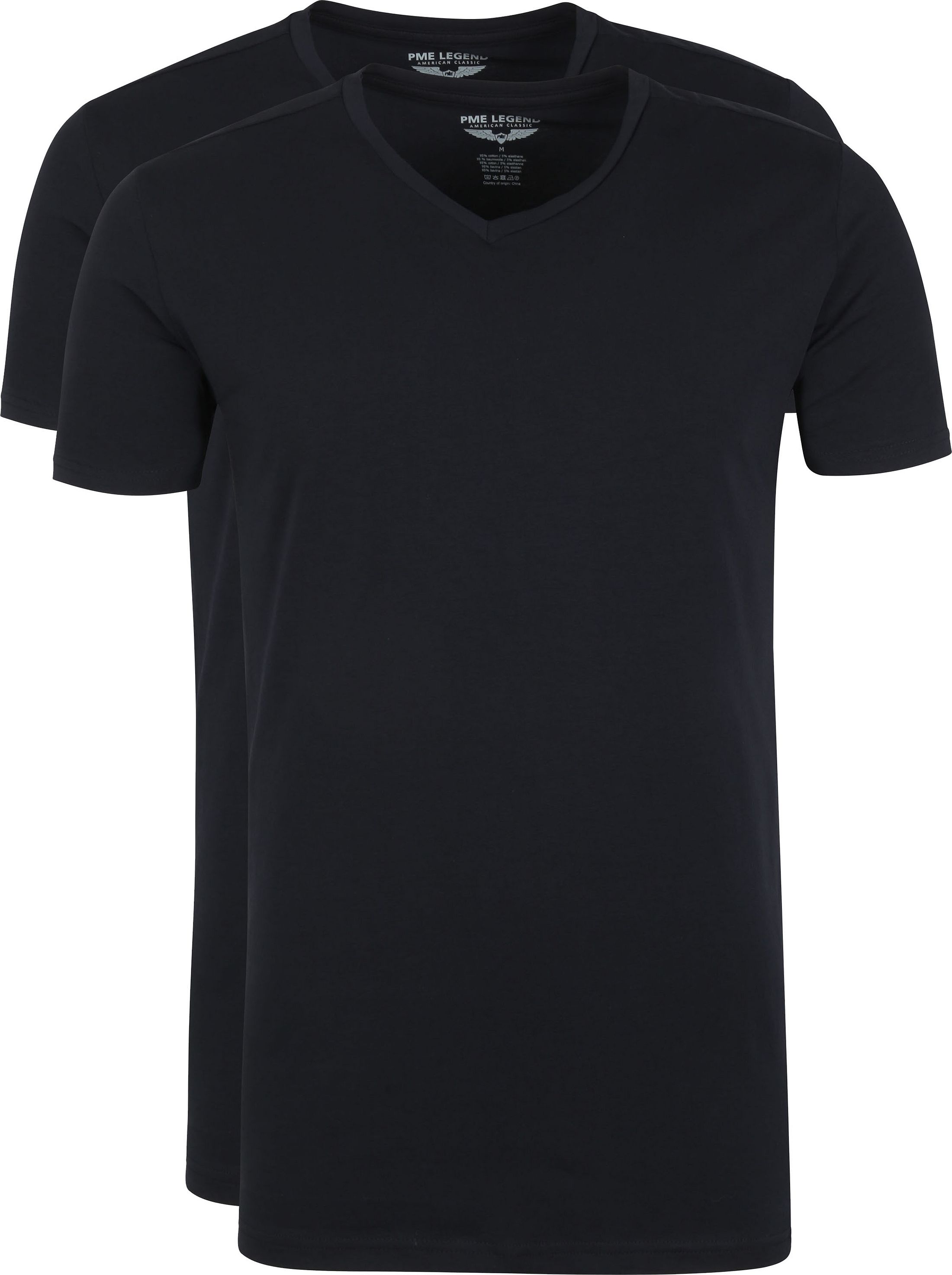 PME Legend Basic T-Shirt 2er Pack V-Ausschnitt Schwarz PUW00230 kaufen | Suitable