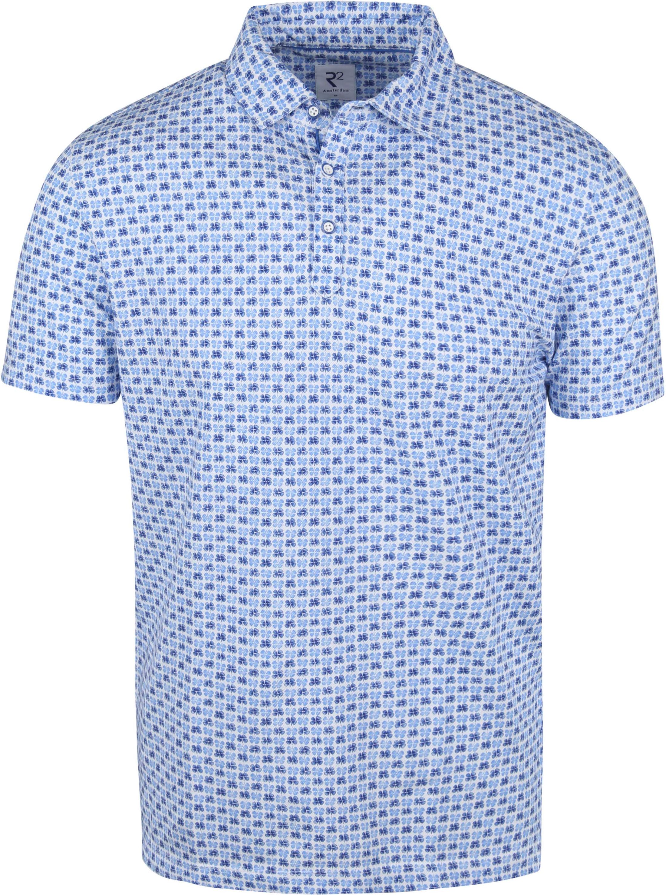 R2 Polo Shirt Cloverprint Blue size 3XL