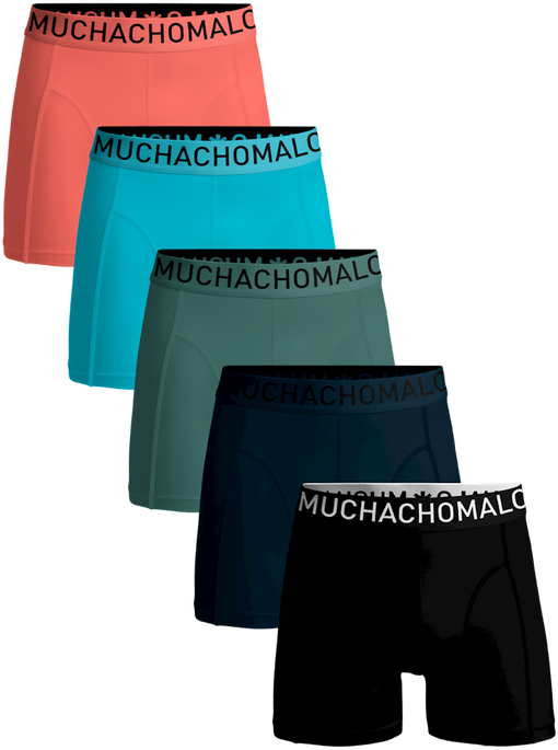 Muchachomalo Boxershorts 5-Pack Solid 1010 Dark Blue Black Blue Green Orange size L