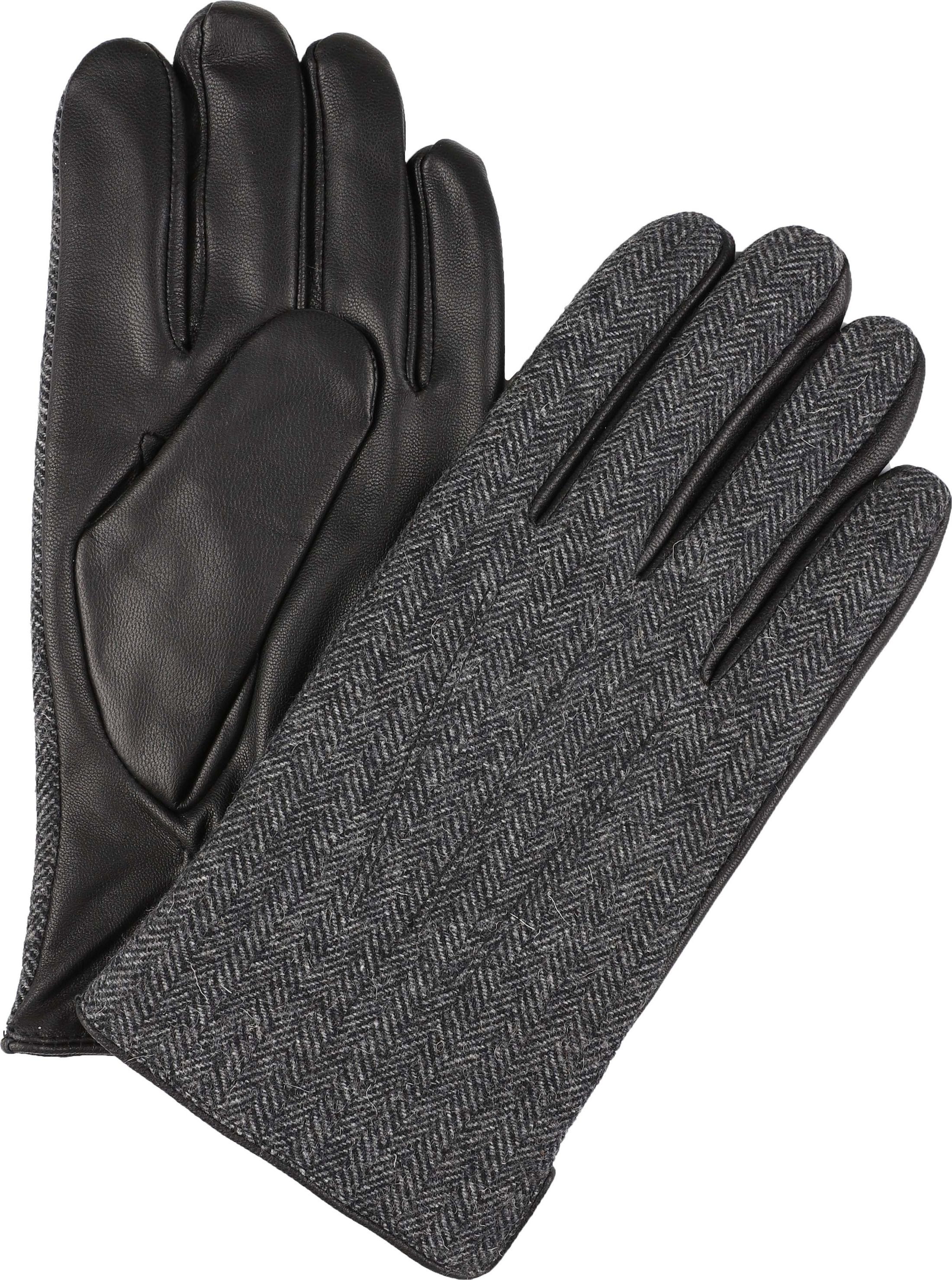 Profuomo Gloves Wool Anthracite Leather  Black size 10