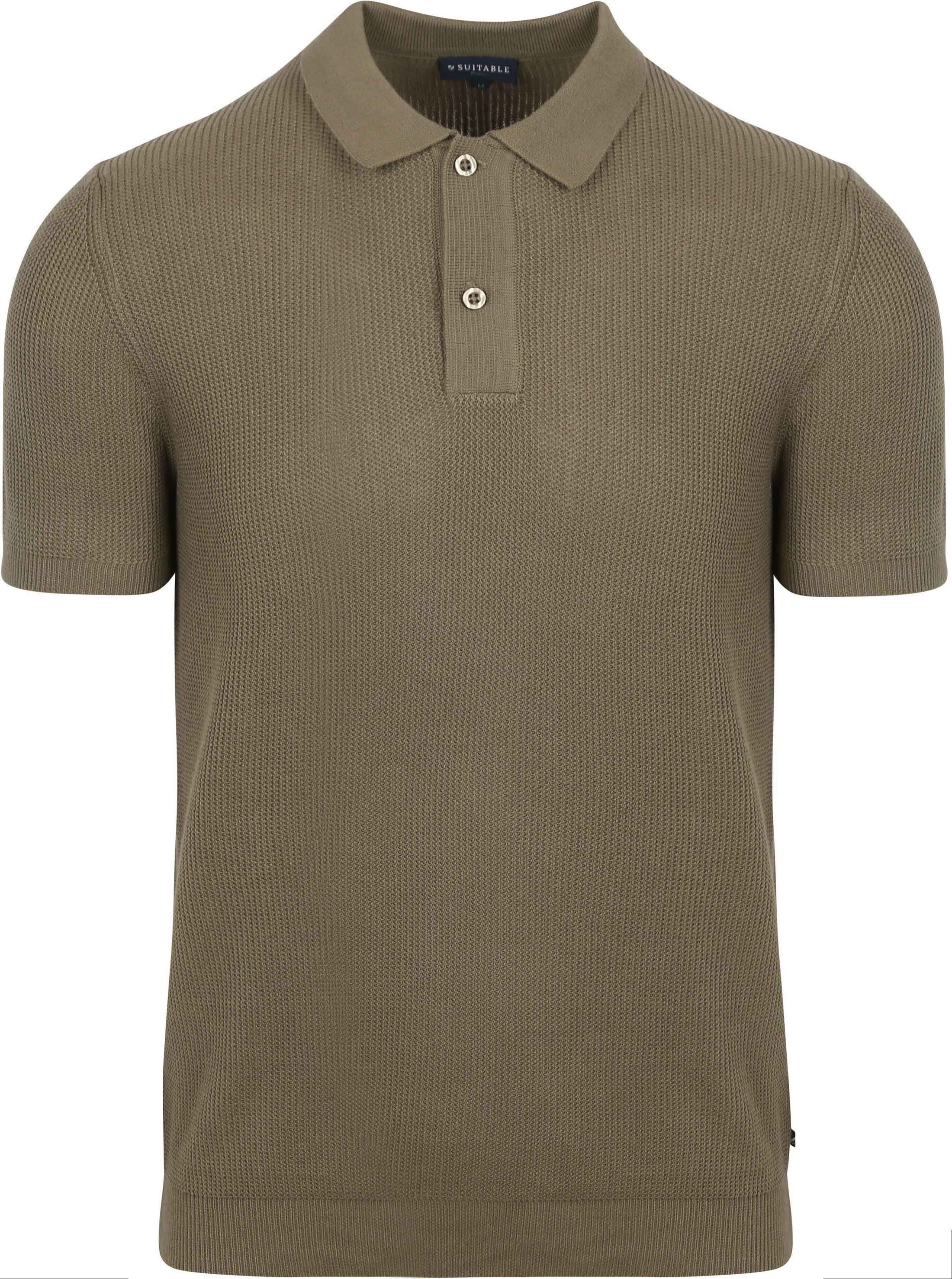 Suitable Respect Polo Structure Knit Olijfgroen RSP-25RIBSS-OLIV kopen | Suitable