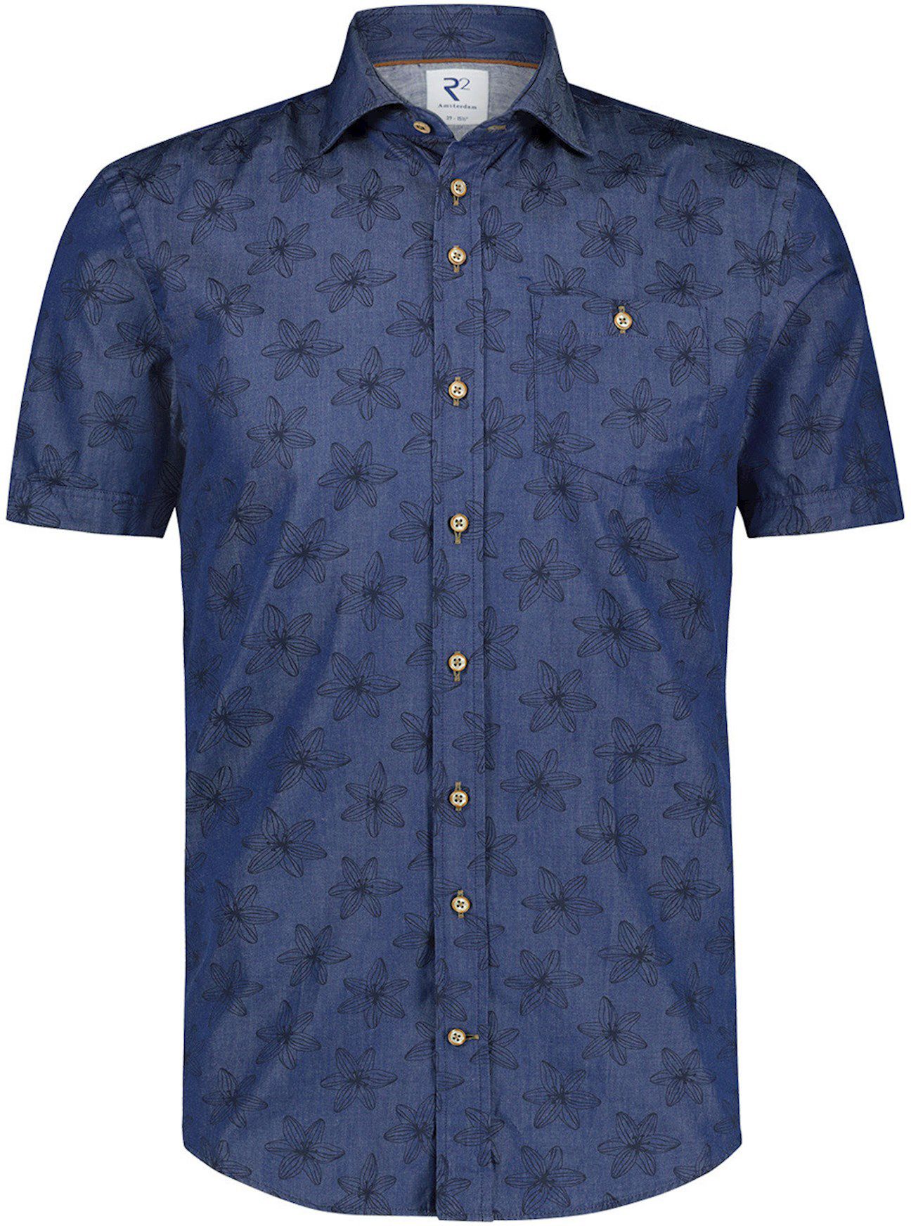R2 Shirt Short Sleeves Floral Dark Blue Dark Blue size 16 1/2