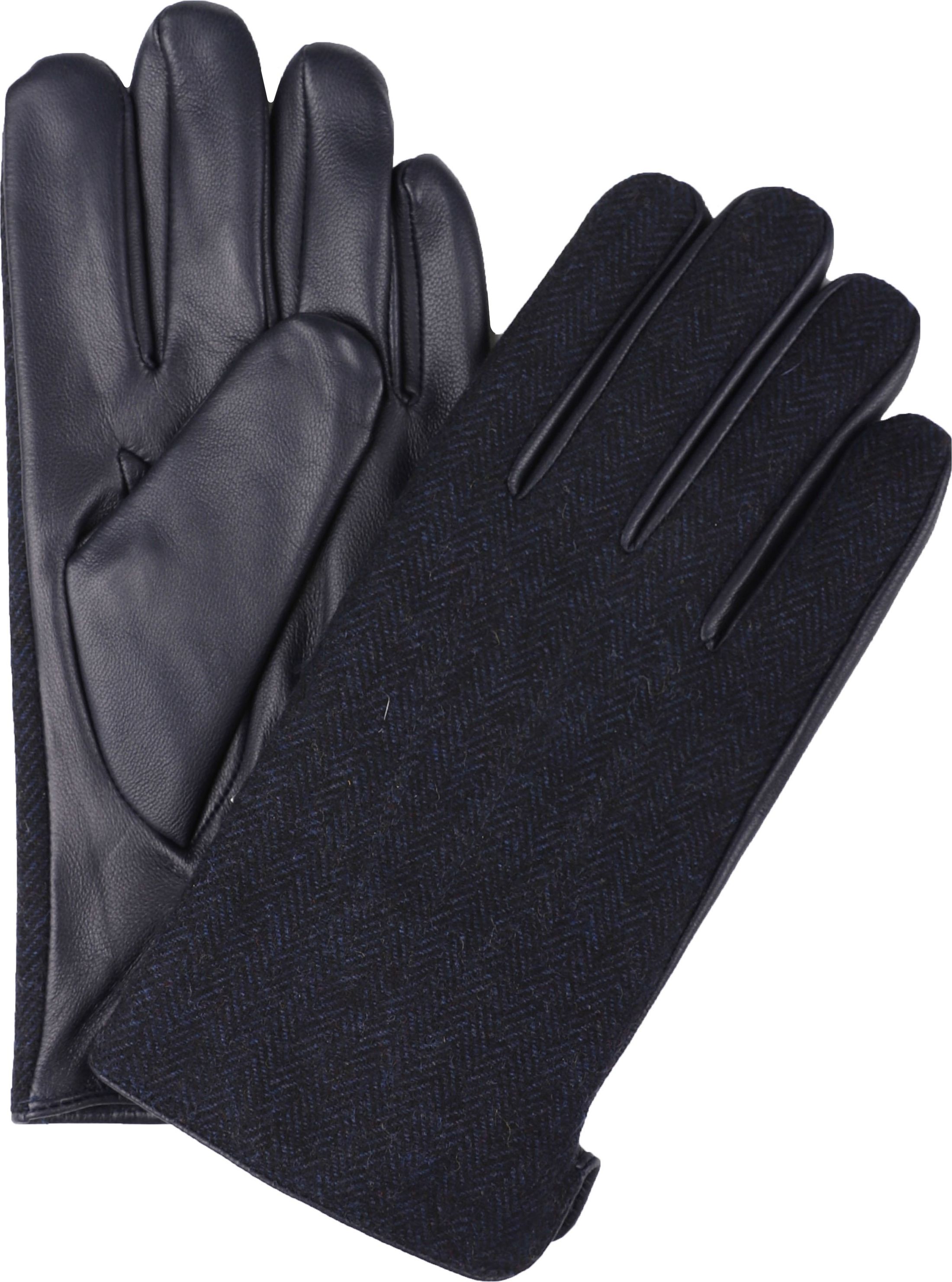 Profuomo Gloves Wool Navy Leather  Dark Blue Blue size 10
