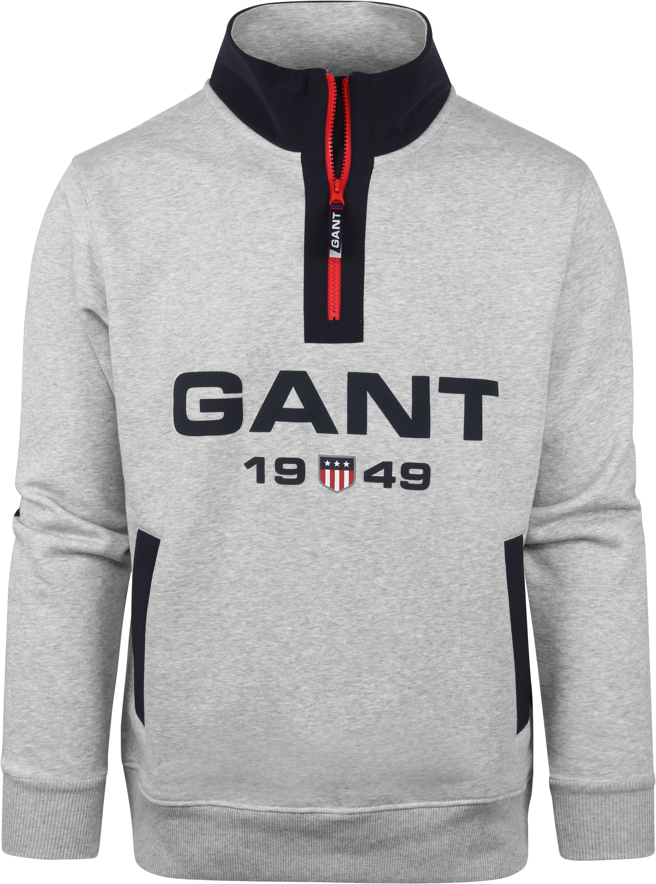Gant Half Zip Sweat Logo Light Grey size 3XL
