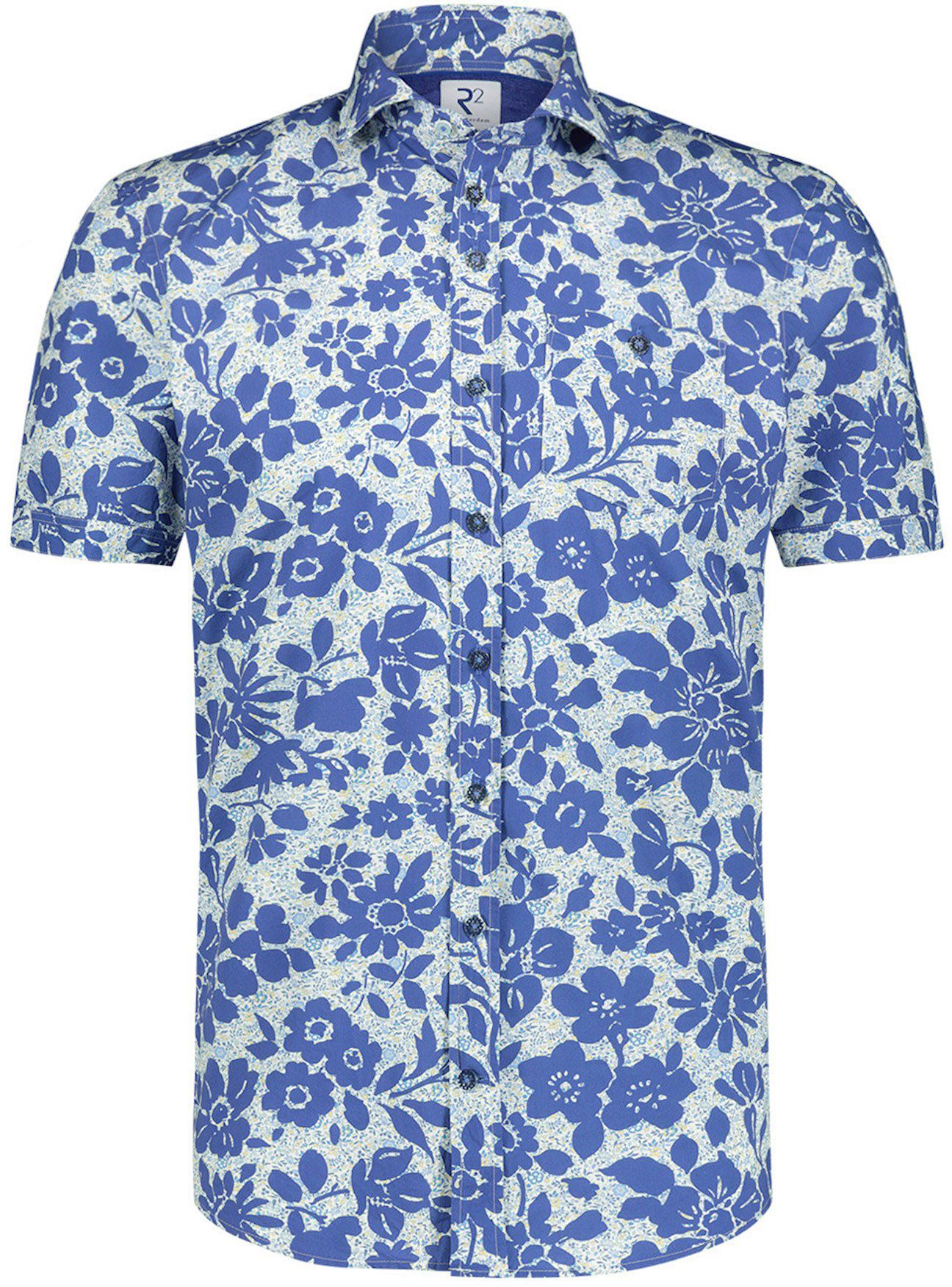 R2 Shirt Short Sleeves Floral Blue size 14.5