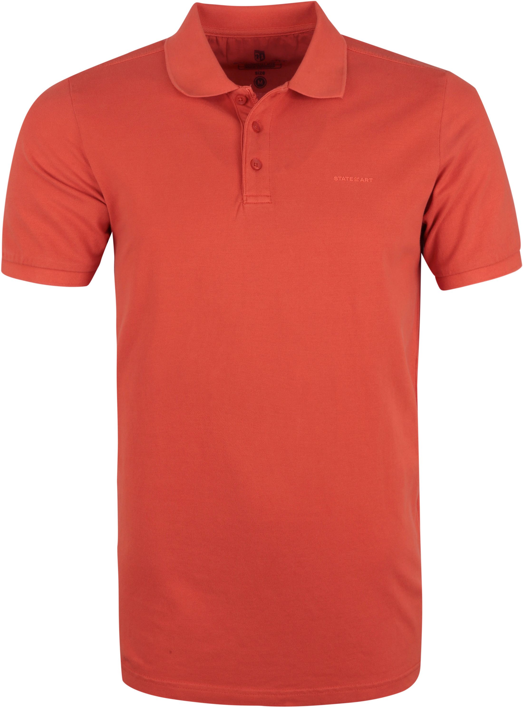 State Of Art Pique Polo Shirt Coral Red size 3XL