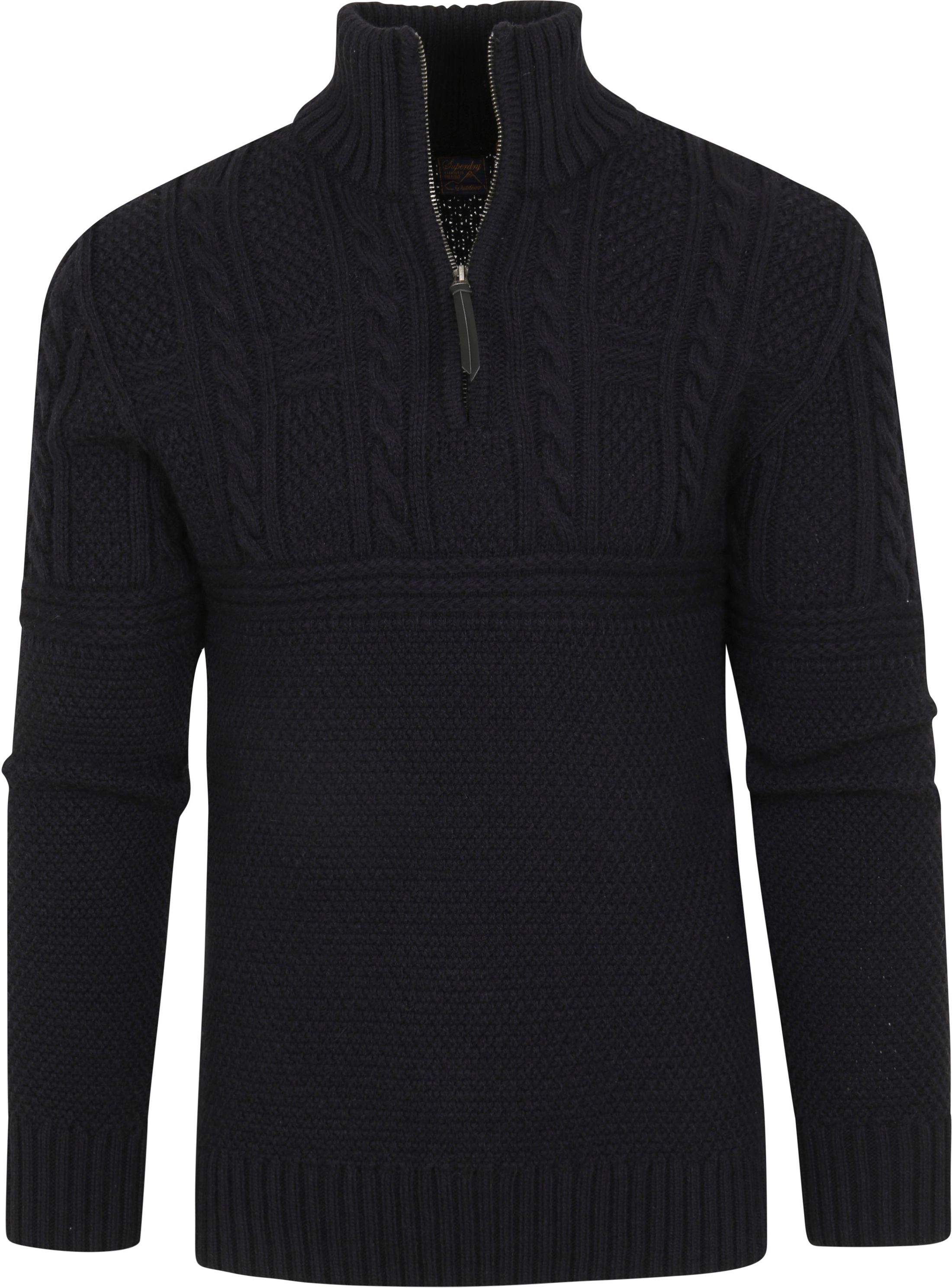 Superdry Zip Sweater Wool Navy Blue Dark Blue size L