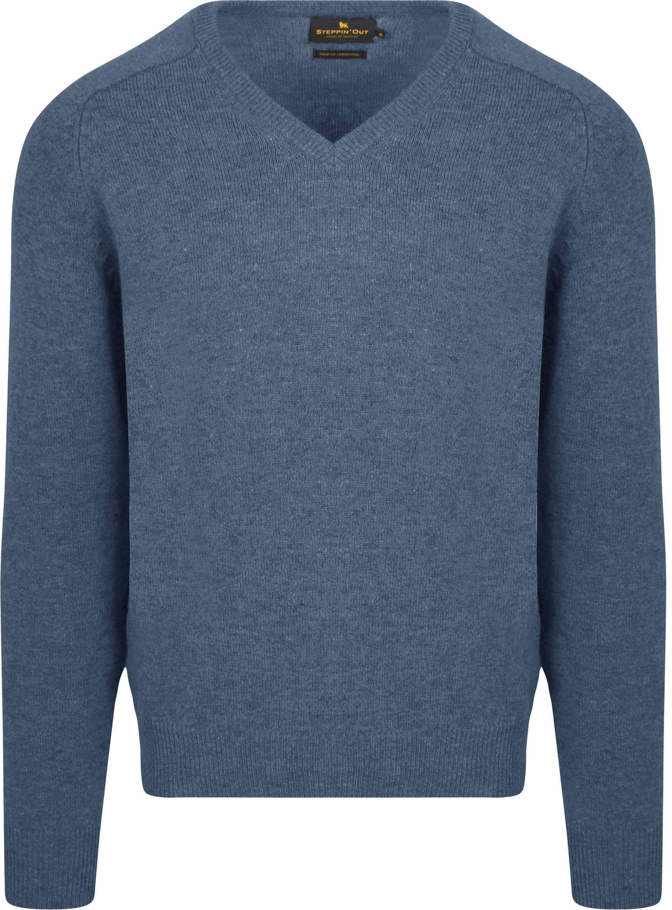 Steppin' Out Pullover V-Neck Lambswool Mid Blue order online | SM1201.0004-2002 | Suitable Lithuania