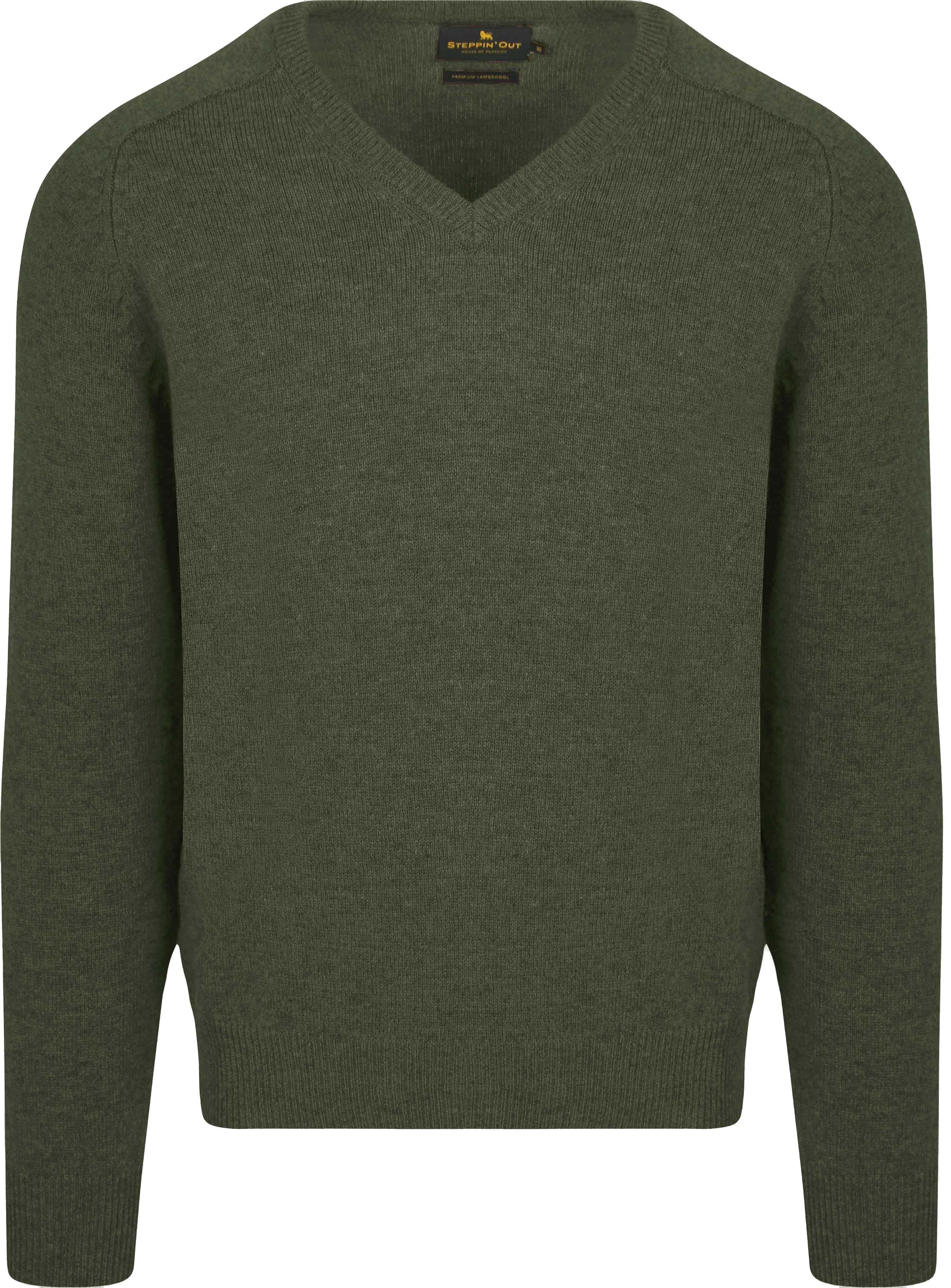 Steppin' Out Pullover V-Neck Lambswool Olive Green order online | SM1201.0004-5103 | Suitable Norway