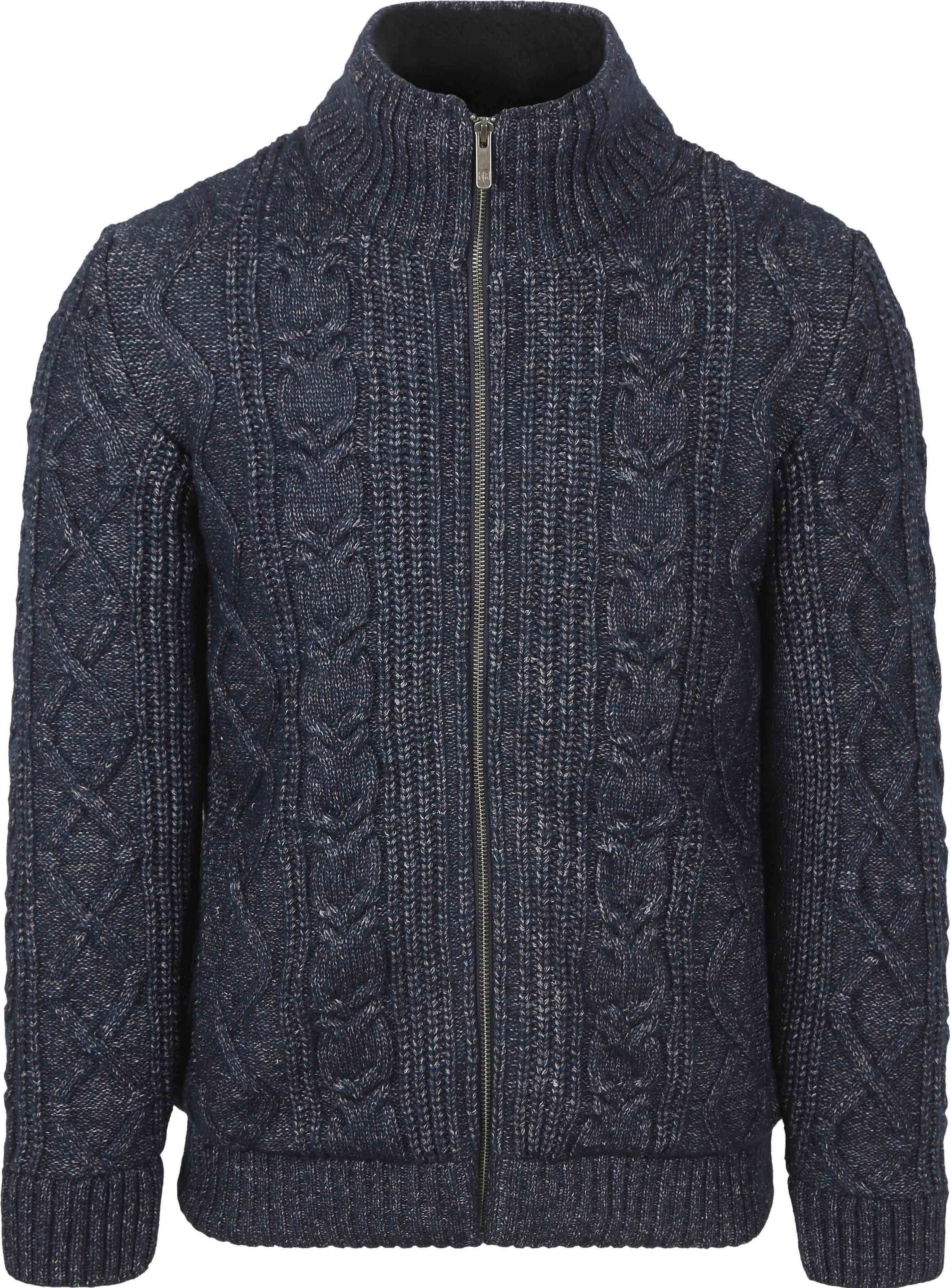 State Of Art Cardigan Cable Zip Melange Navy order online | Suitable