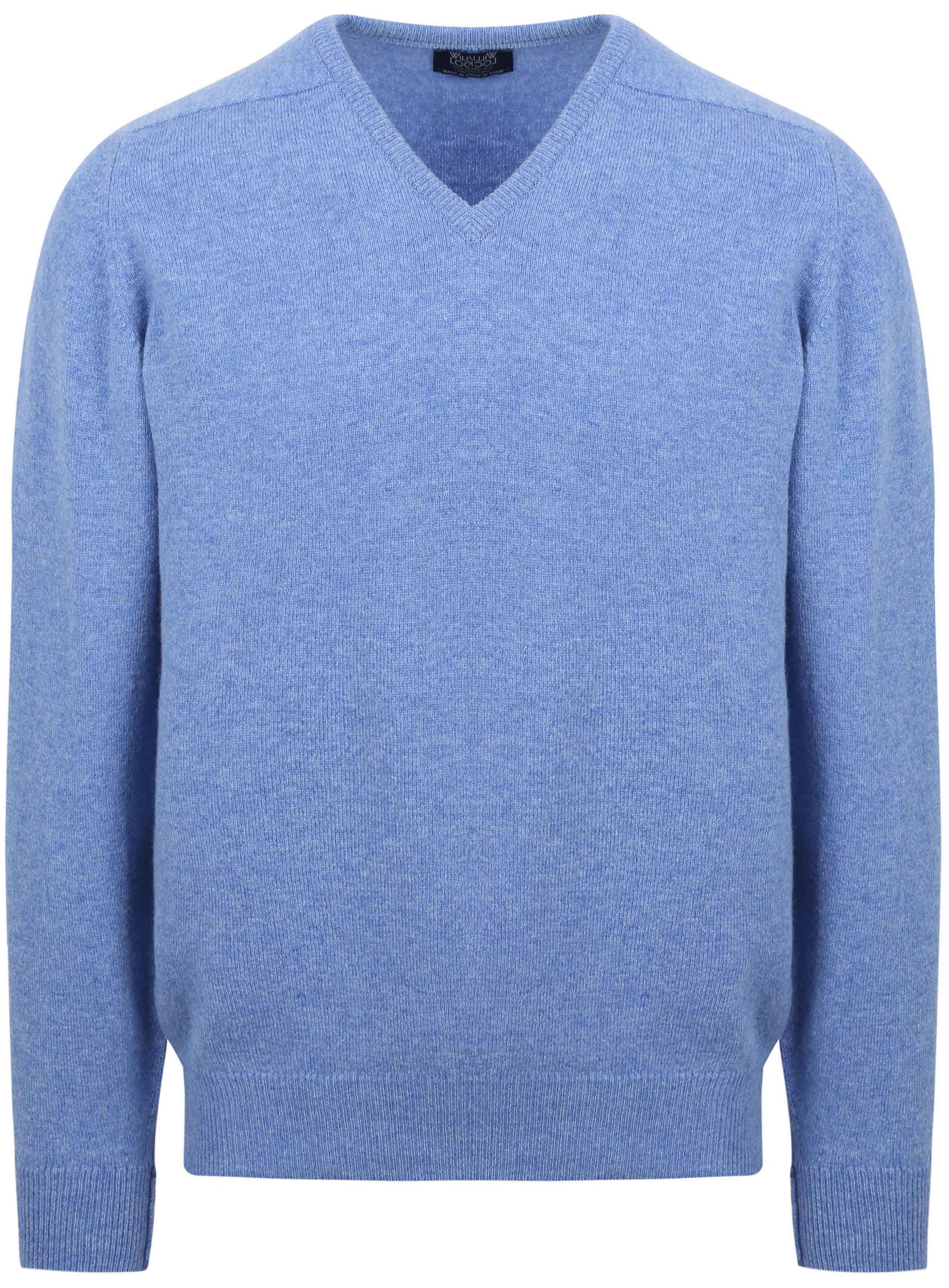 William Lockie Pullover Lamswol V Surf Mid Blue 7092DF-SURF