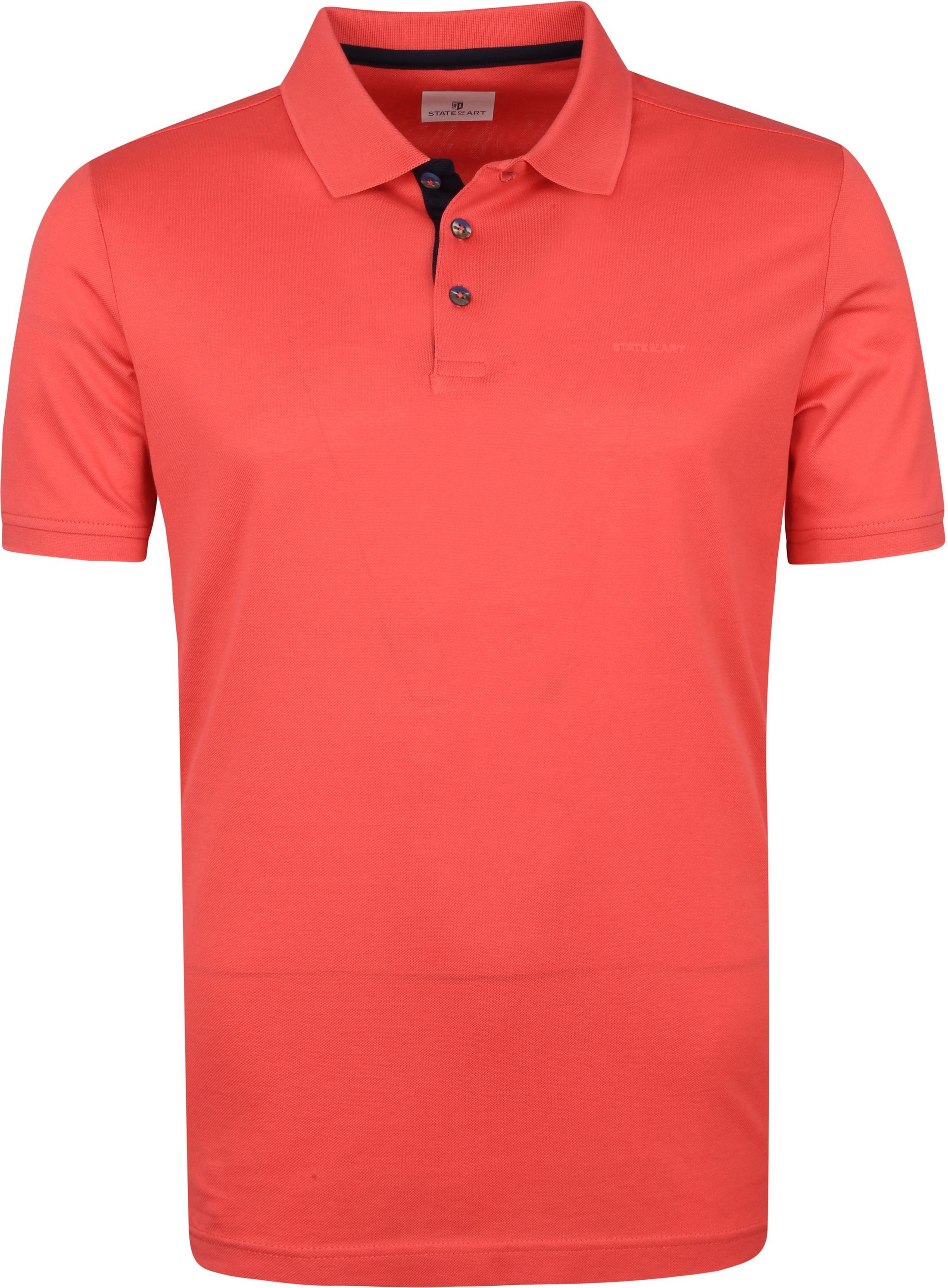 State Of Art Mercerized Pique Polo Shirt Coral Red size 3XL