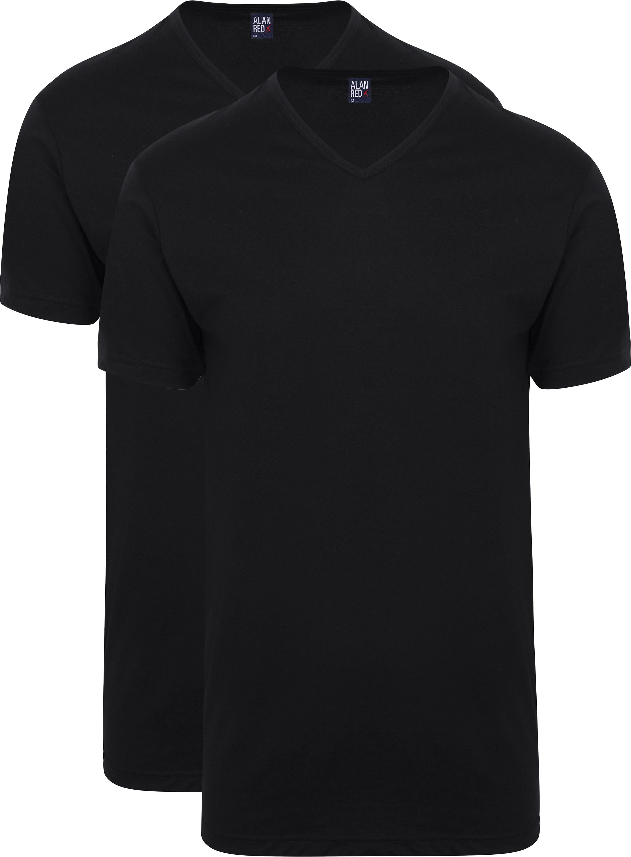 Alan Red Vermont Extra Lang V-Hals T-Shirt Zwart 2Pack 5671/2P/99 Vermont Long Black kopen | Suitable
