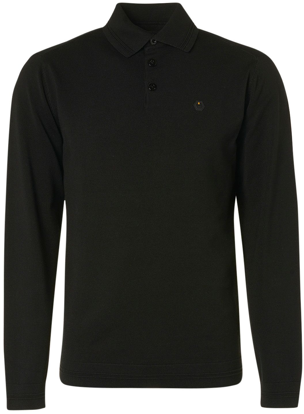 No-Excess LS Polo Shirt Solid Black size M