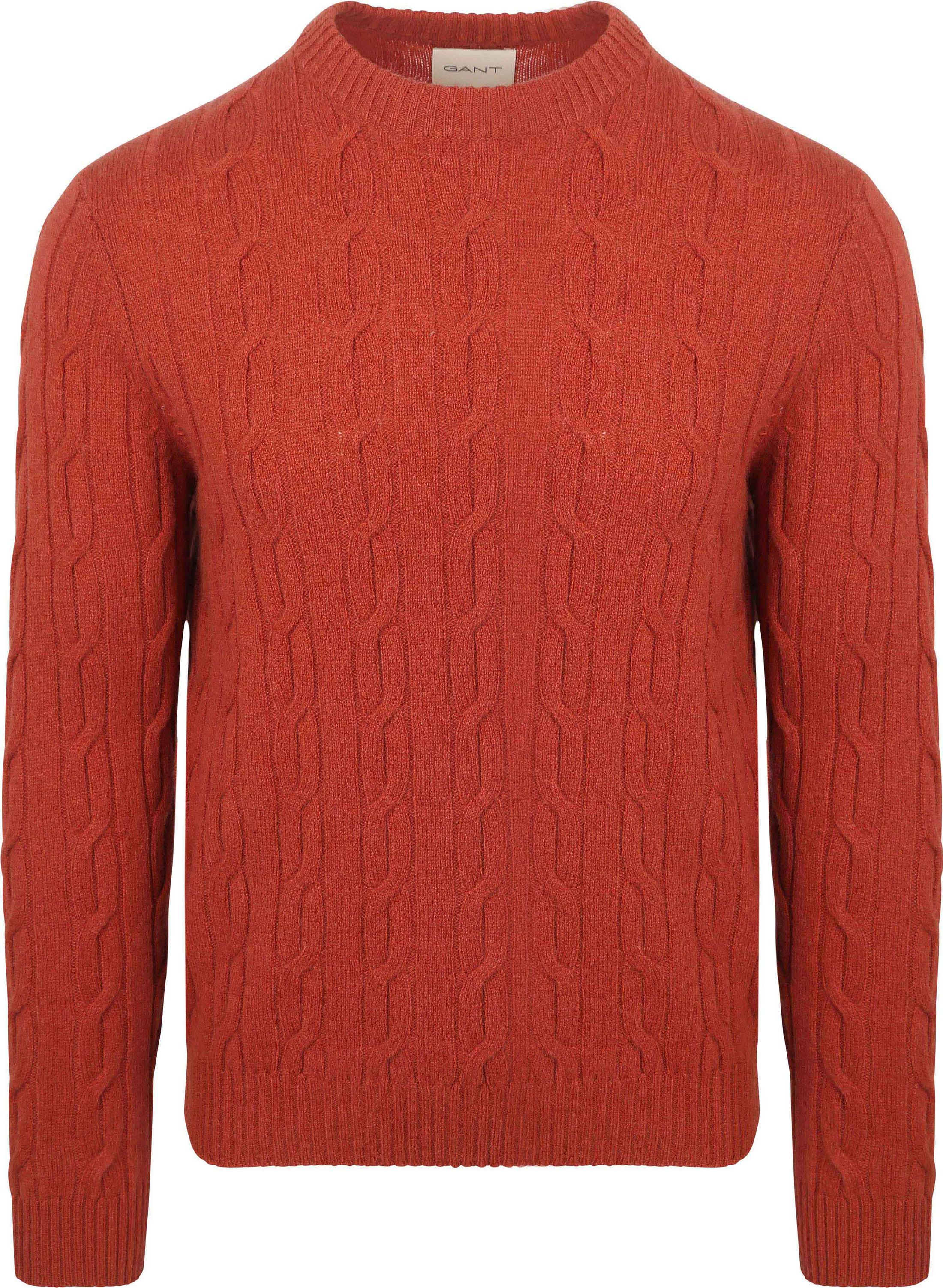 Gant Pullover Crewneck Lambswool Cable Modern Rust order online | Suitable