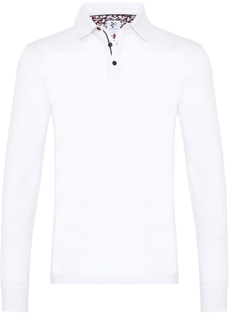 R2 Long Sleeve Polo Shirt Pique White size S