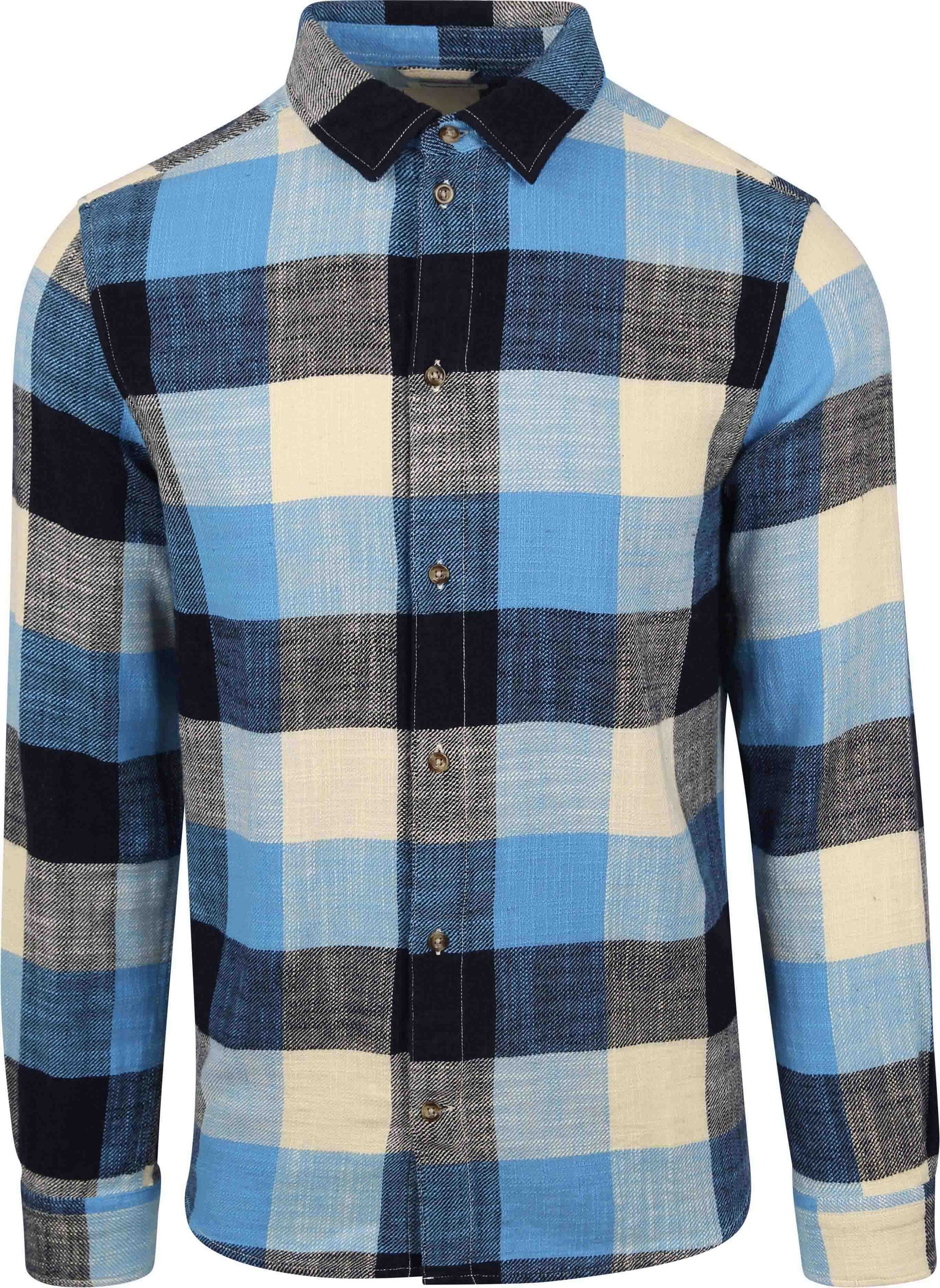 KnowledgeCotton Apparel Shirt Blue Plaid order online | 1090058-7021 blue check | Suitable Lithuania
