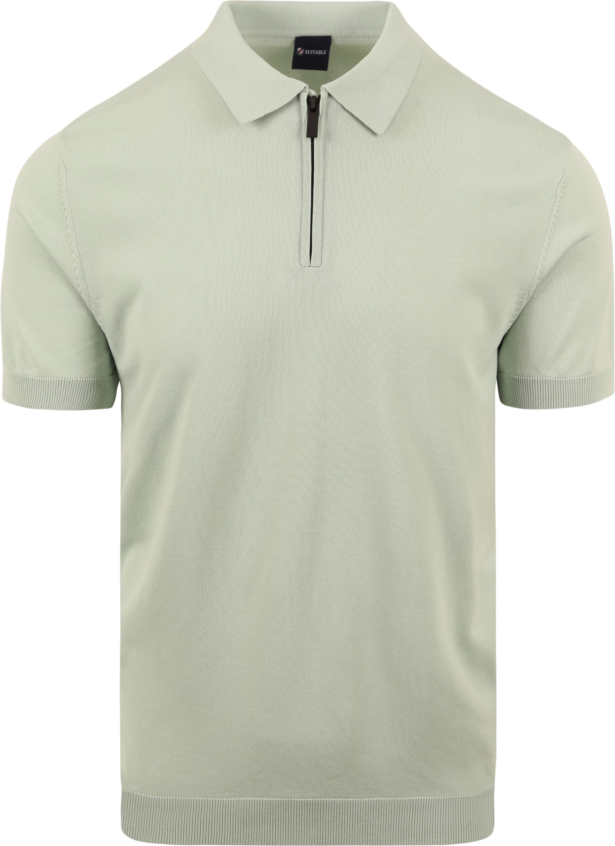 Suitable Half Zip Polo Shirt Light Green SPE23108DA31ST-315 ocean order online | Suitable