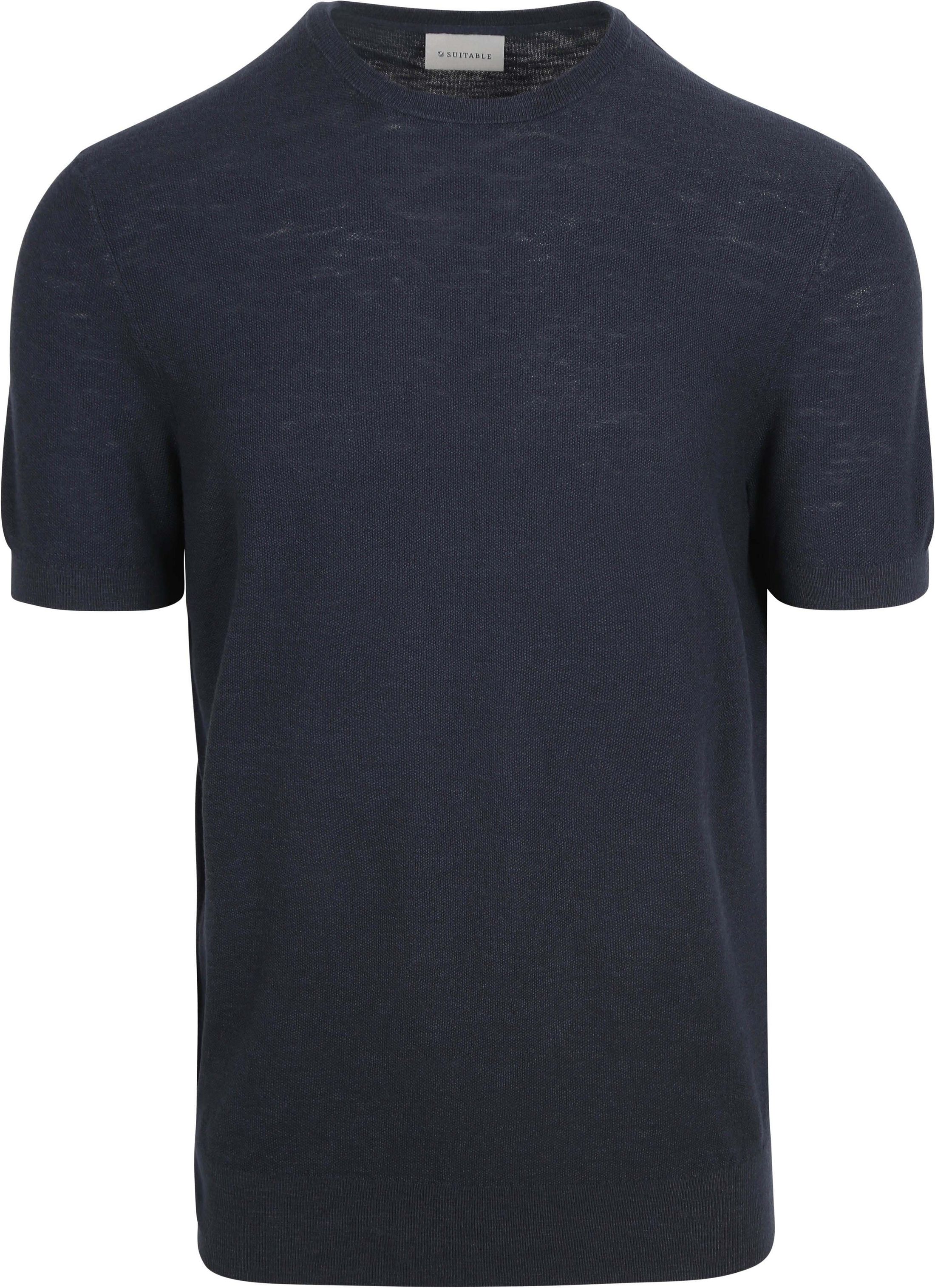 Suitable Piqué T-shirt Linen Navy TE-PIQ-COLI-25.02 FCD 39339 navy order online | Suitable