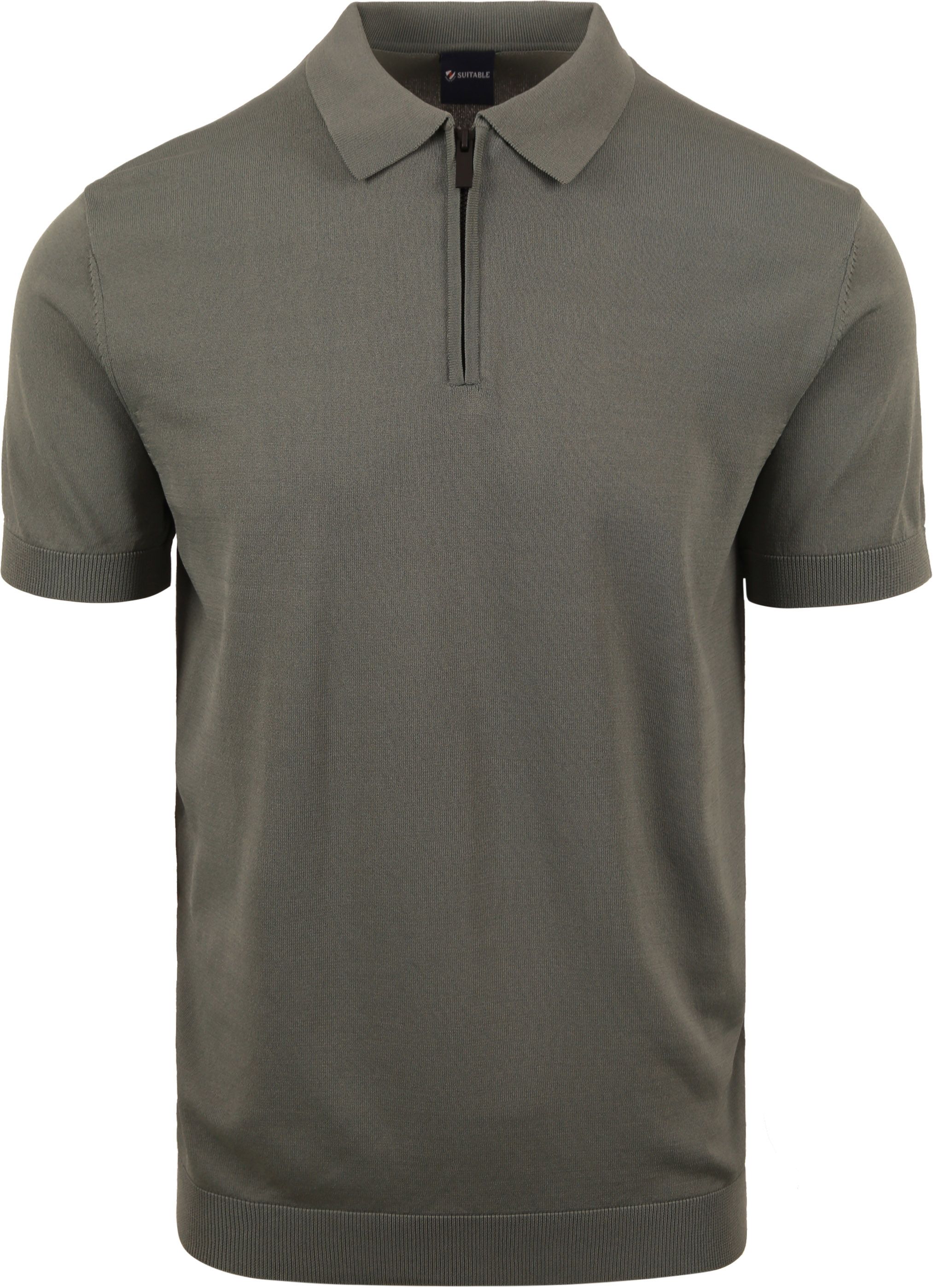 Suitable Half Zip Polo Shirt Green SPE23108DA31ST-940 steel order online | Suitable