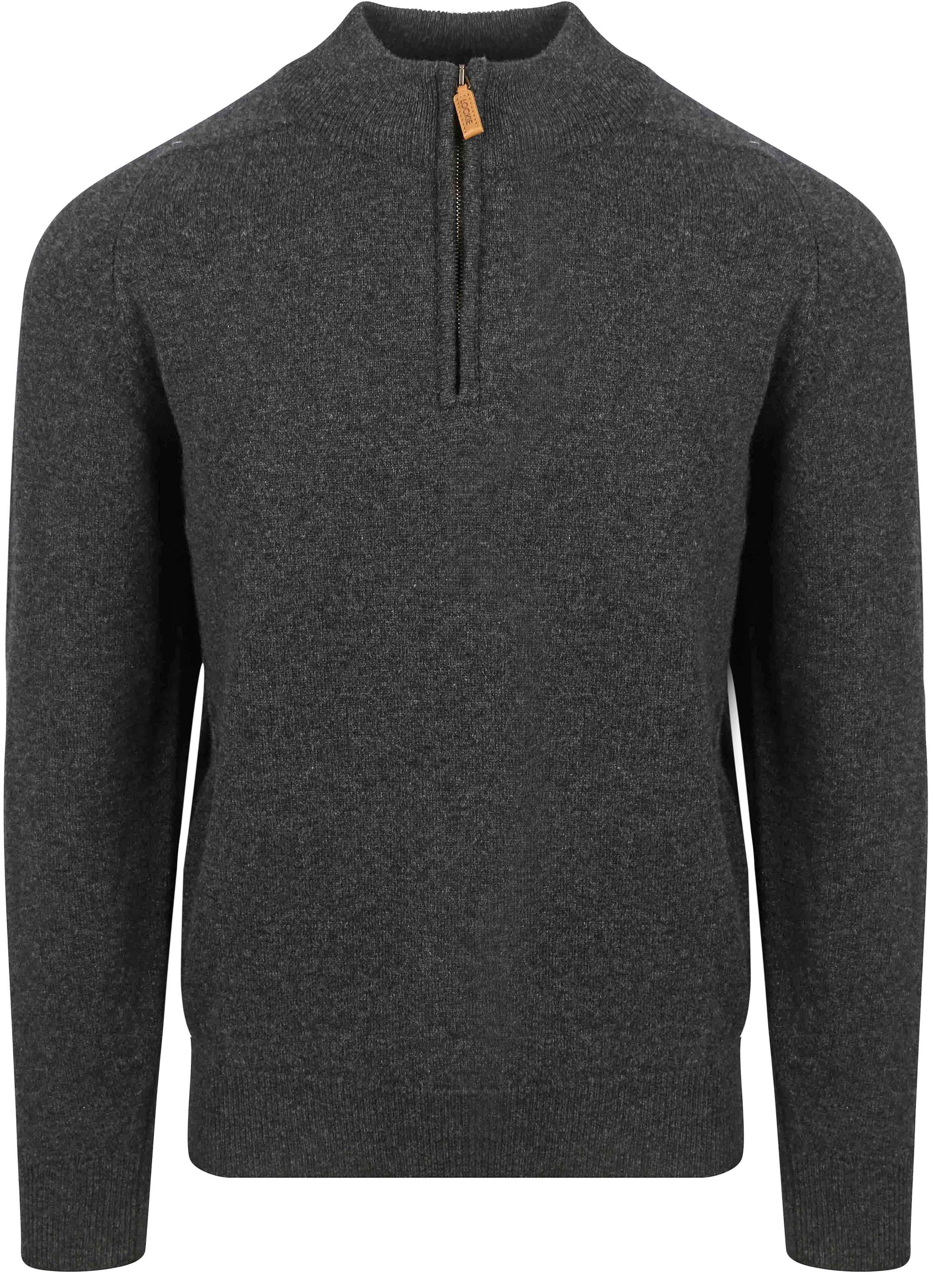 William Lockie Half Zip Pullover Lambswool Charcoal Melange 7096DZ-2 Charcoal order online | Suitable