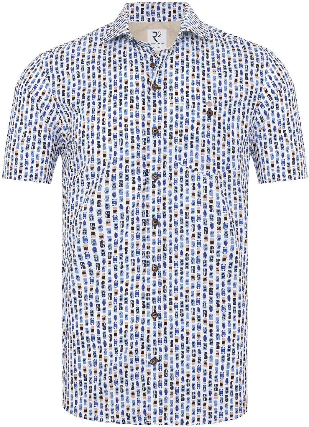 R2 Chemise Manches Courtes Imprimé Voiture Bleu 125.WSPSS.035-014 commander en ligne | Suitable