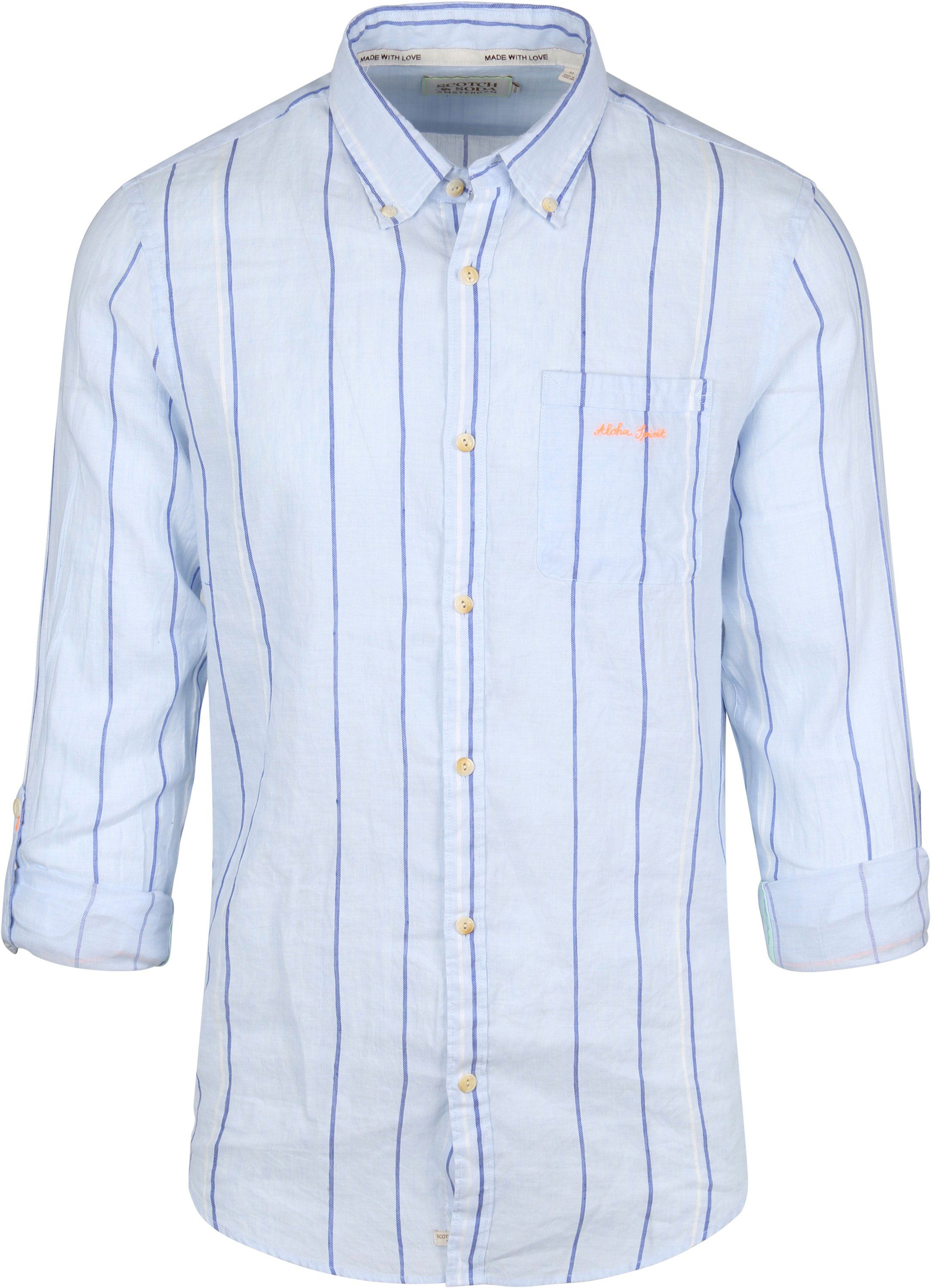 Scotch and Soda Linen Shirt Striped Blue size L