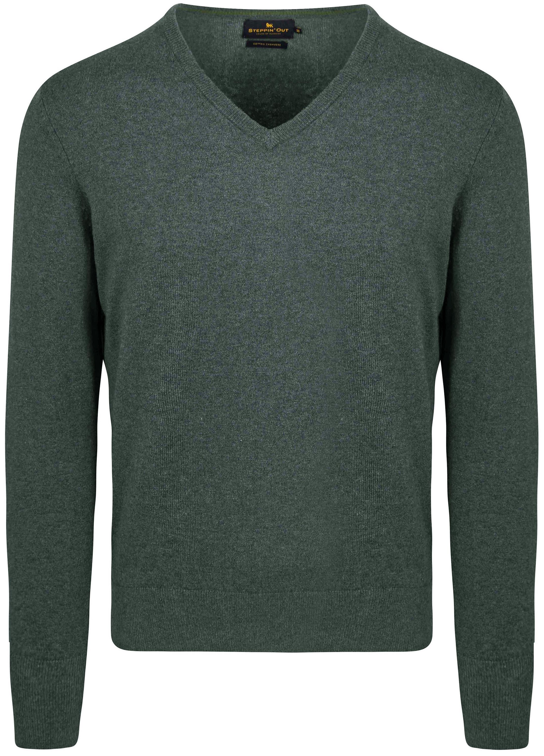 Steppin' Out Pull Cotton Cashmere Col-V Vert Foncé commander en ligne | SM1201.0001-5003 | Suitable Luxembourg