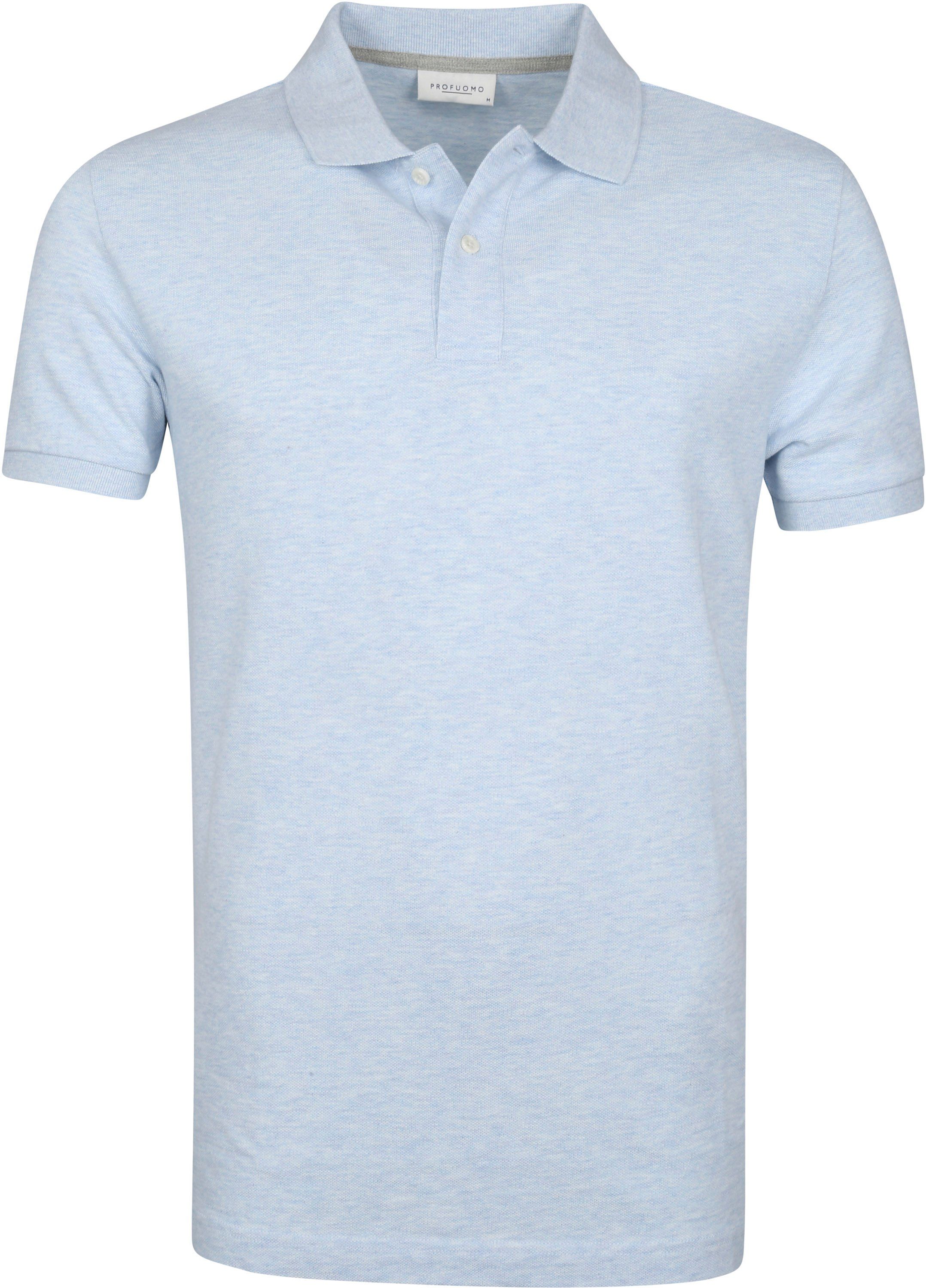 Profuomo Pique Polo Shirt Light Melange Blue size L