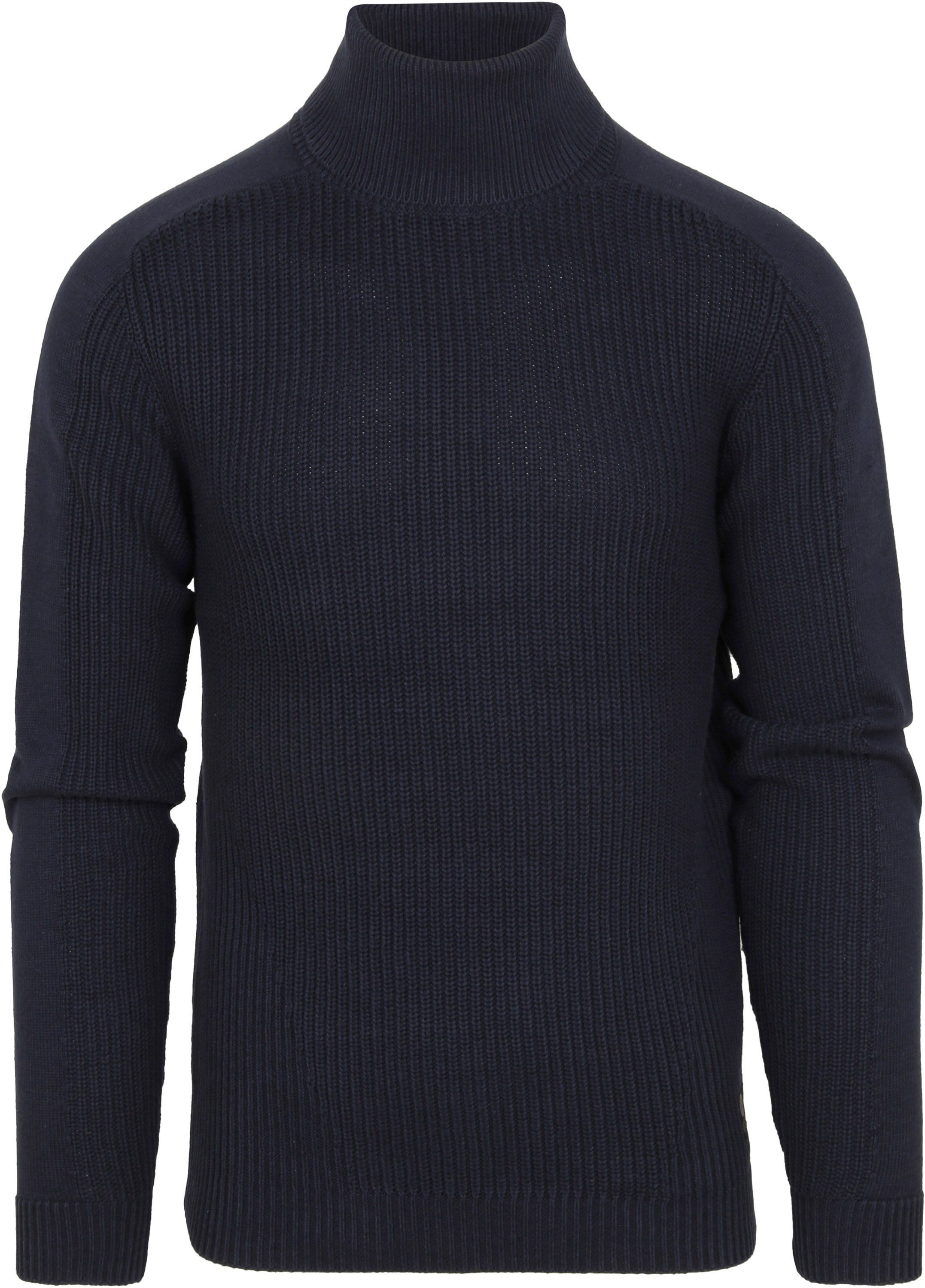 Petrol Knitted Turtleneck Sweater Dark Dark Blue Blue size 3XL