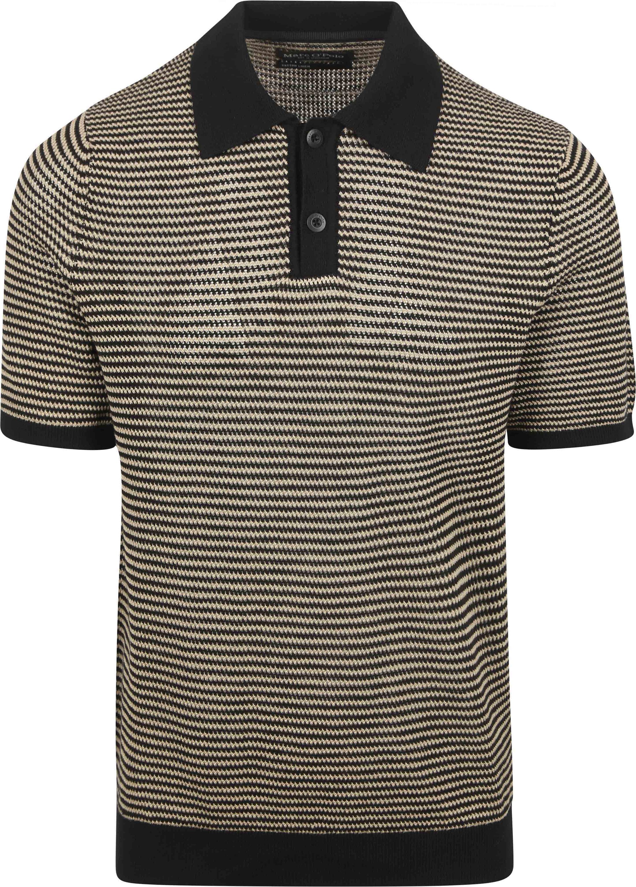 Marc O'Polo Knitted Polo Shirt Stripes Black Beige 524505362054-990 order online | Suitable