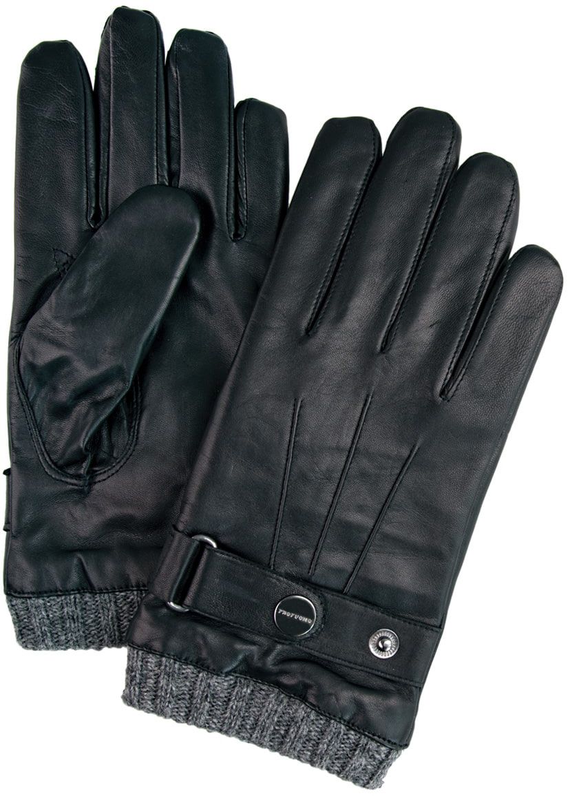 Profuomo Gloves Wool Leather  Black size 10
