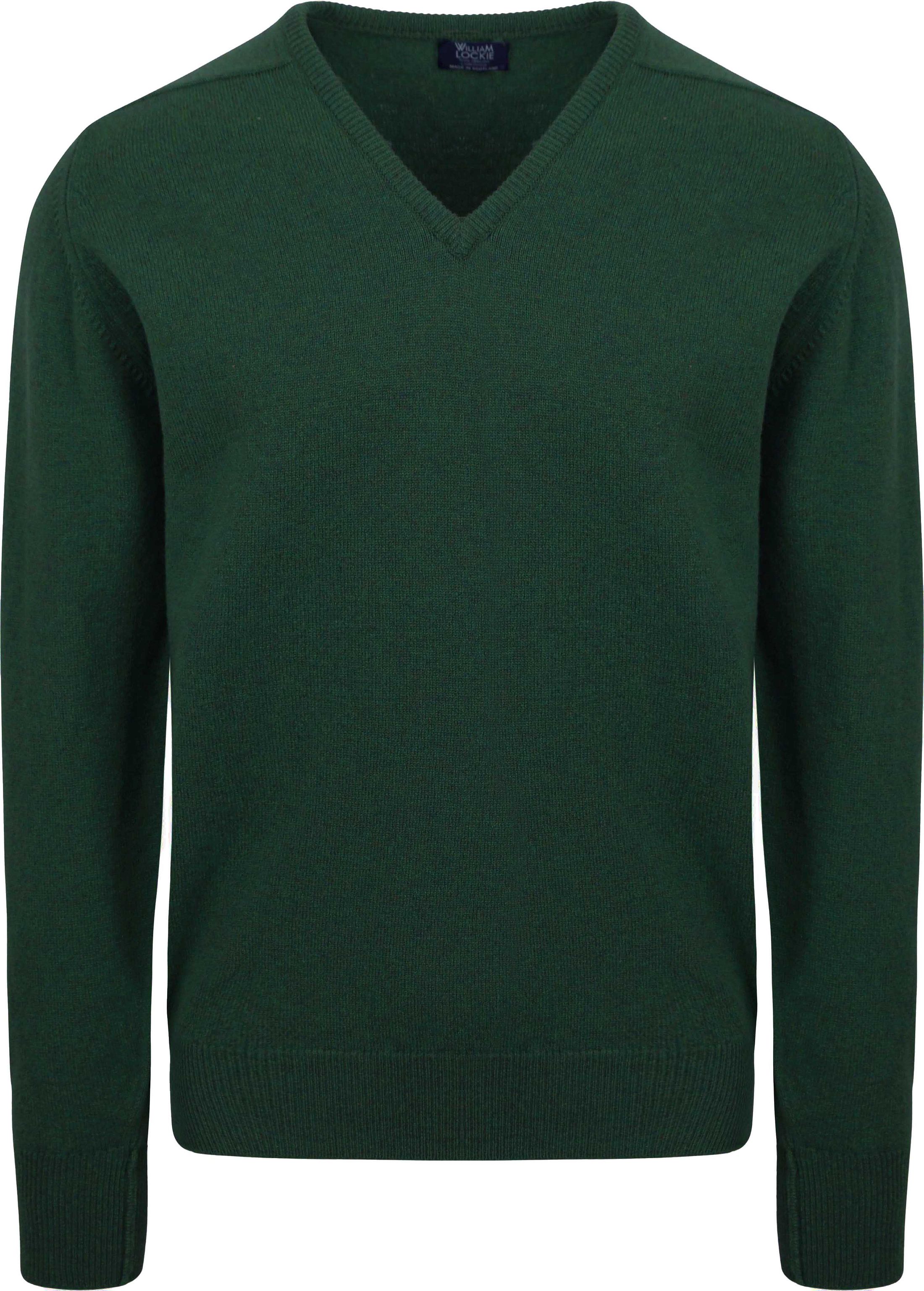 William Lockie V-Neck Lambswool Tartan Dark Green 7092DF-16 Tartan Green order online | Suitable