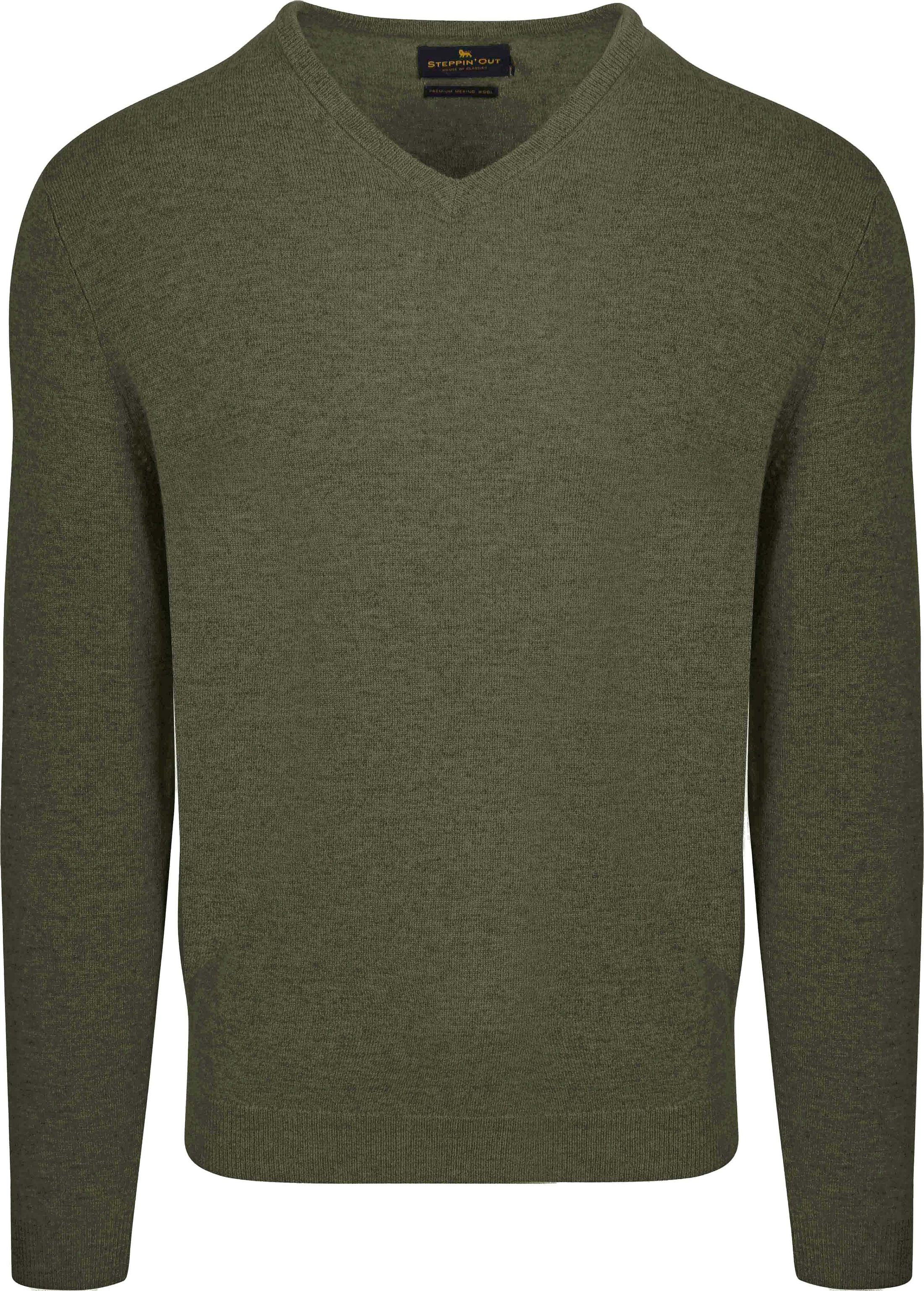 Steppin' Out Pullover V-Neck Merino Wool Olive Green order online | SM1201.0003-5103/PU-V-MRI-REF12-SO-25.02 Thymen Ol | Suitable Spain
