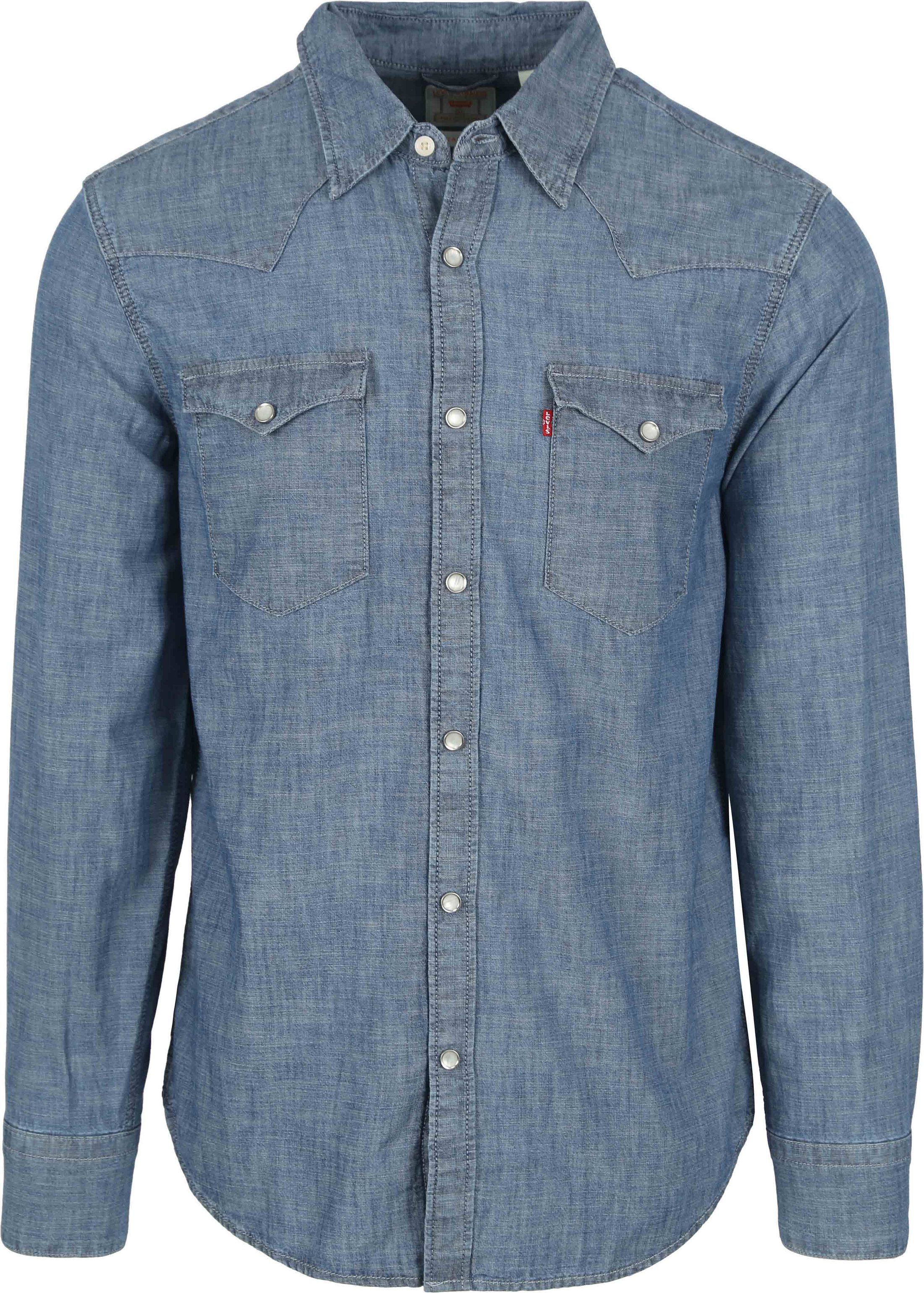 Levi s Barstow Western Shirt Mid Blue order online 85744 0067 Suitable Italy